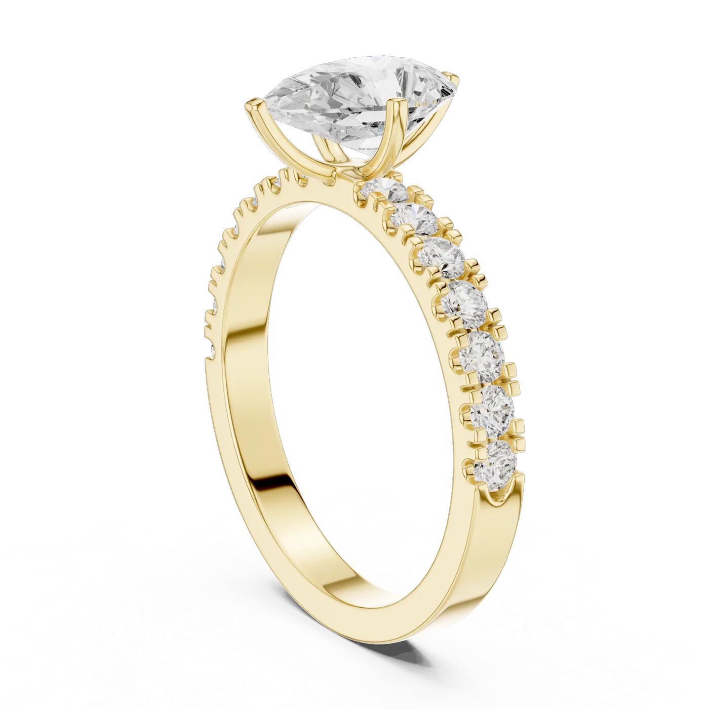 Bague de fiançailles Dahlia 0,99 ct en or jaune 18 carats, diamant poire, vue 1