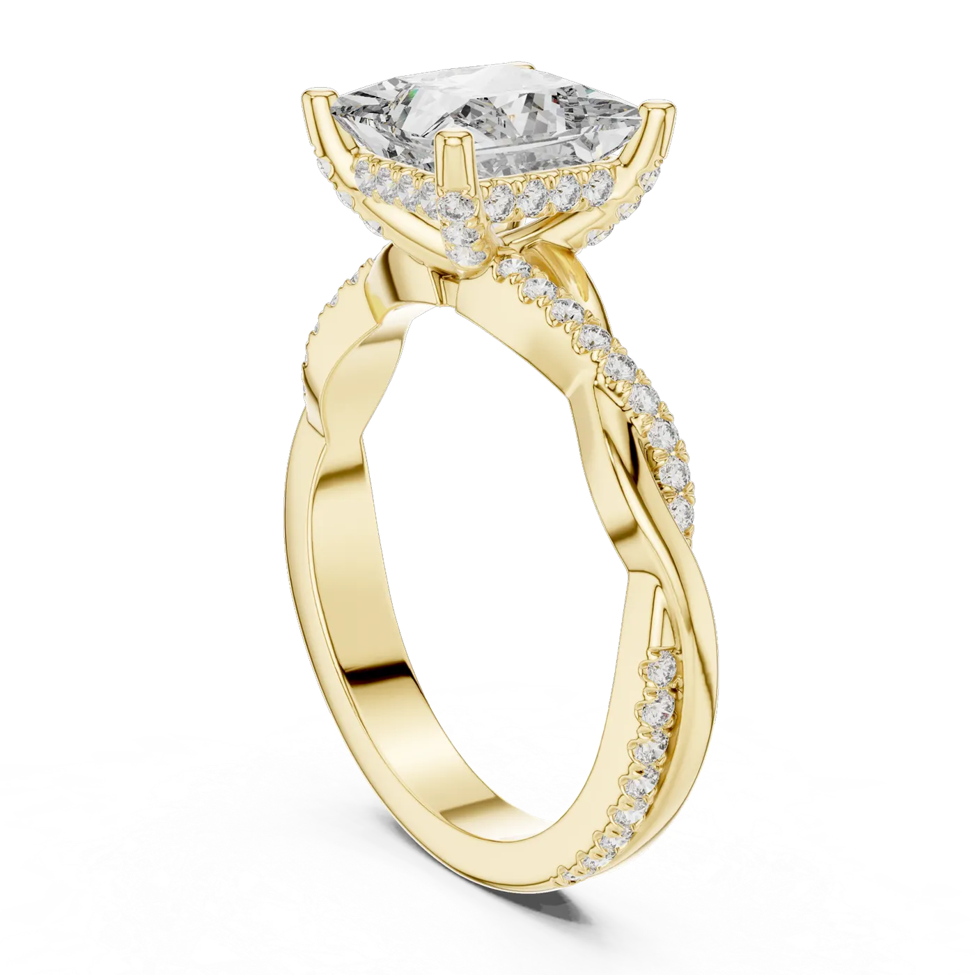Bague de fiançailles Camélia 1,90 ct en or jaune 18 carats, diamant princesse, vue 1