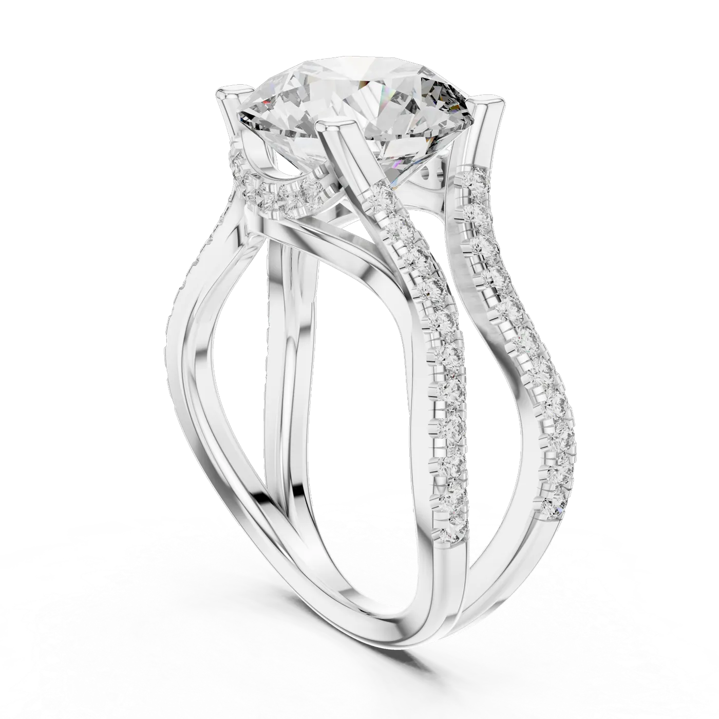 Bague de fiançailles Marguerite 3,53 ct en or blanc 18 carats, diamant rond, vue 1