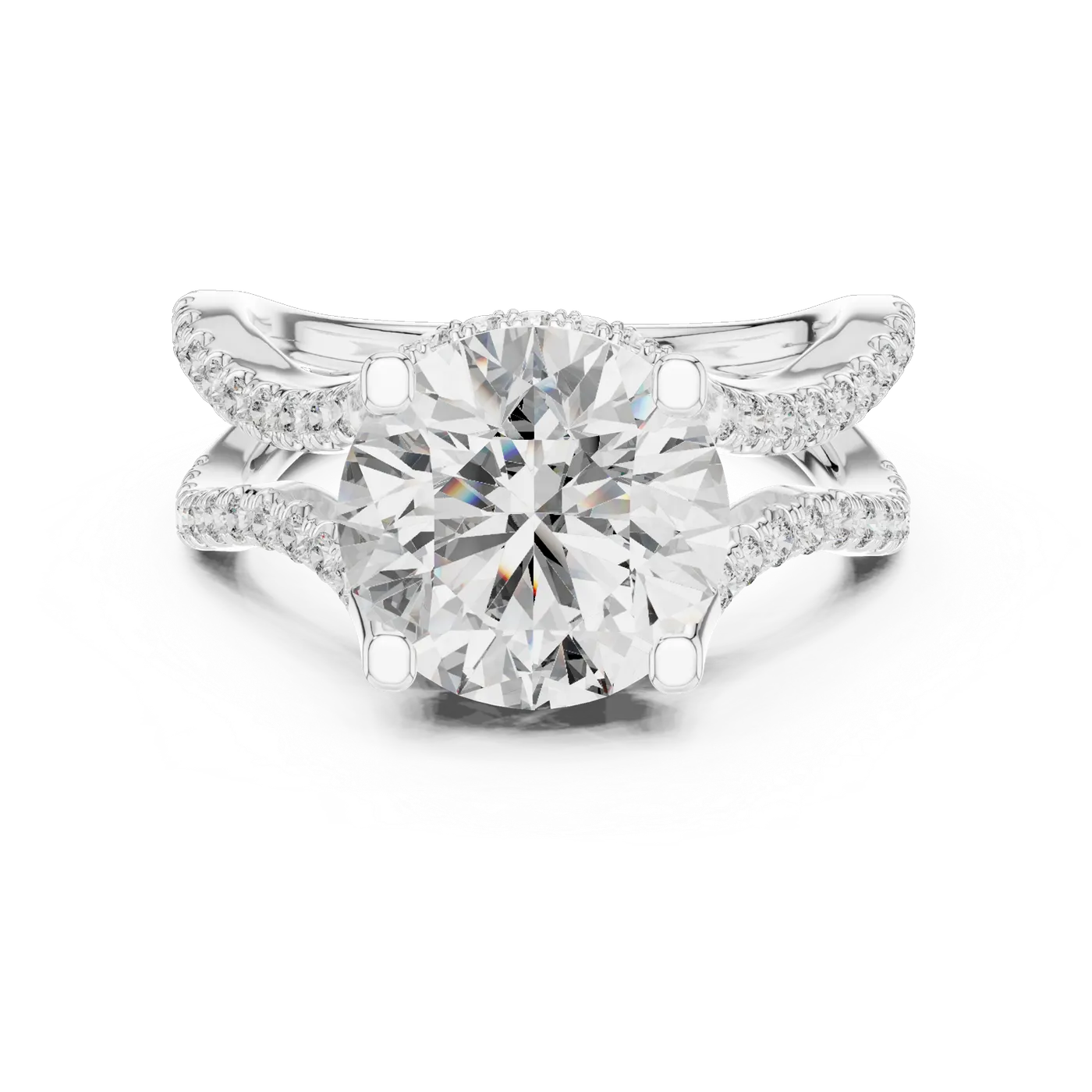 Bague de fiançailles Marguerite 3,53 ct en or blanc 18 carats, diamant rond, vue 4