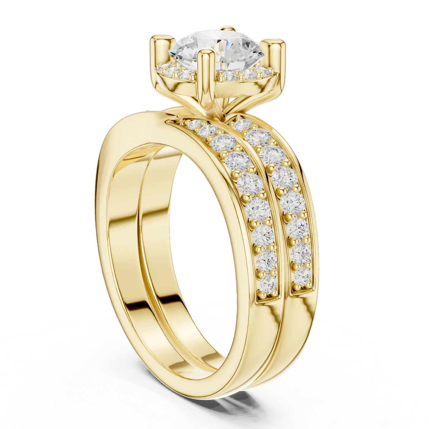 Bague de fiançailles Marguerite 1,03 ct n°2 en or jaune 18 carats, diamant rond, vue 1