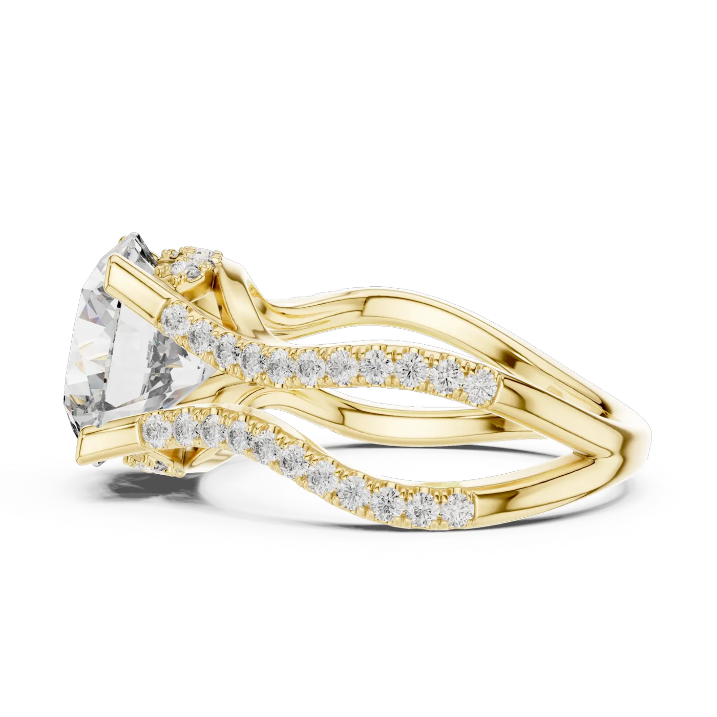 Bague de fiançailles Marguerite 3,53 ct en or jaune 18 carats, diamant rond, vue 3