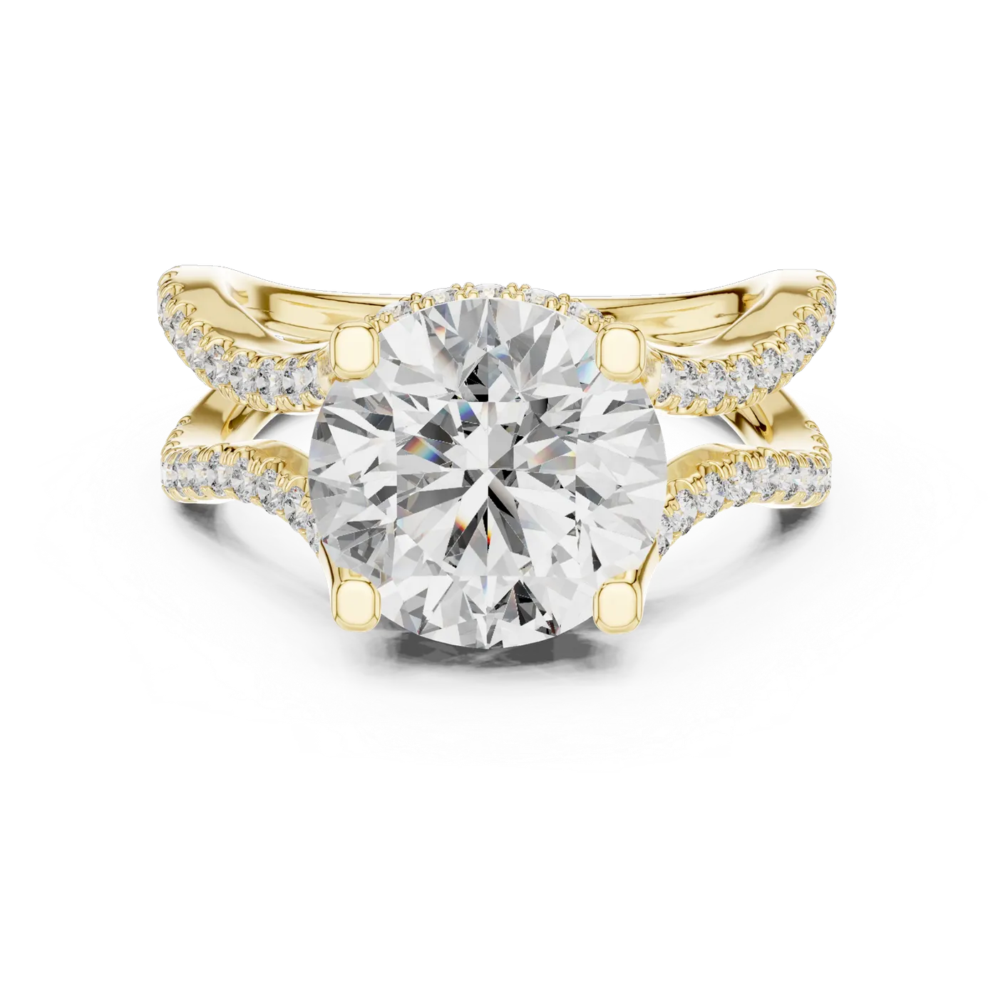 Bague de fiançailles Marguerite 3,53 ct en or jaune 18 carats, diamant rond, vue 4