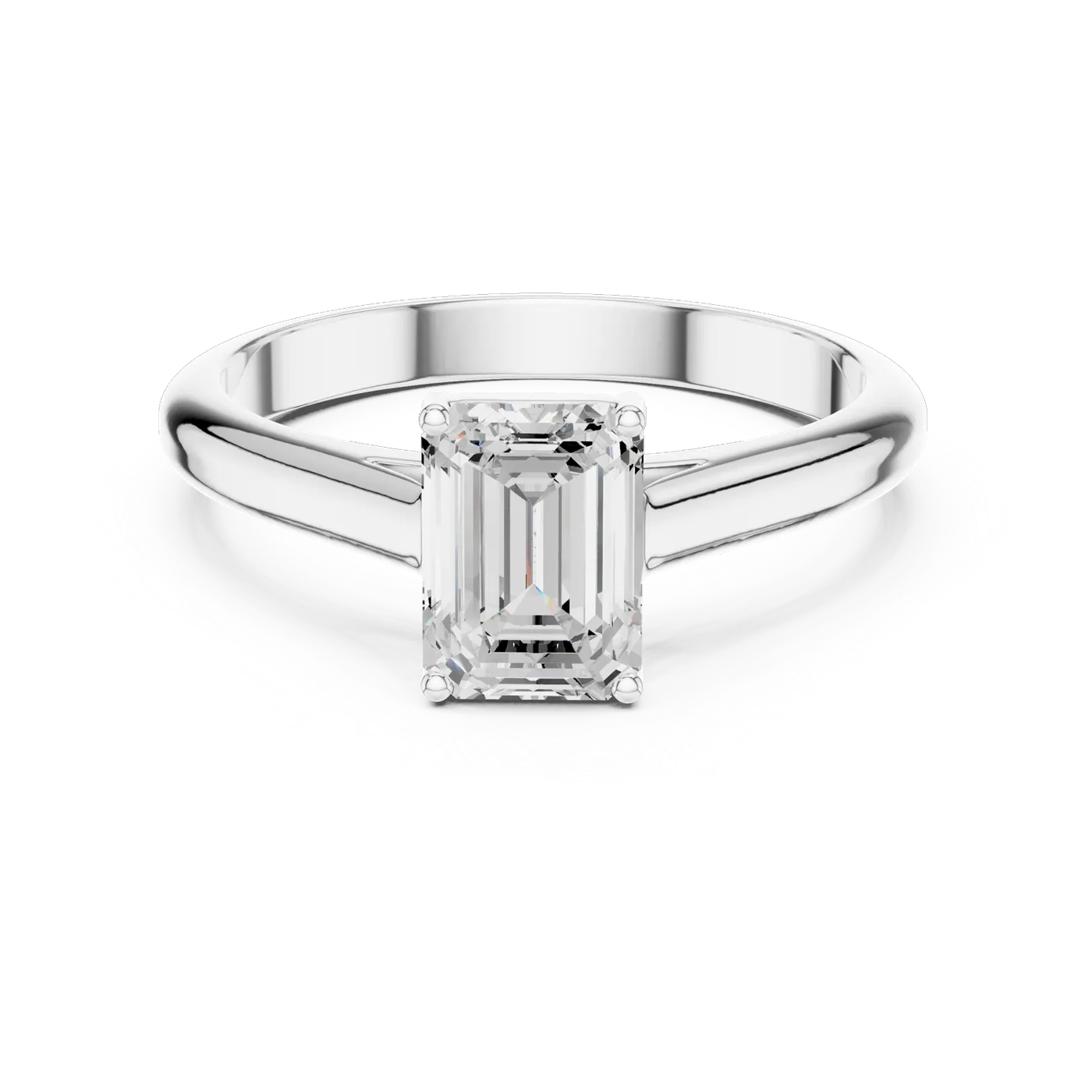 Bague de fiançailles Iris 0,69 ct n°3 en or blanc 18 carats, diamant taille émeraude, vue 4