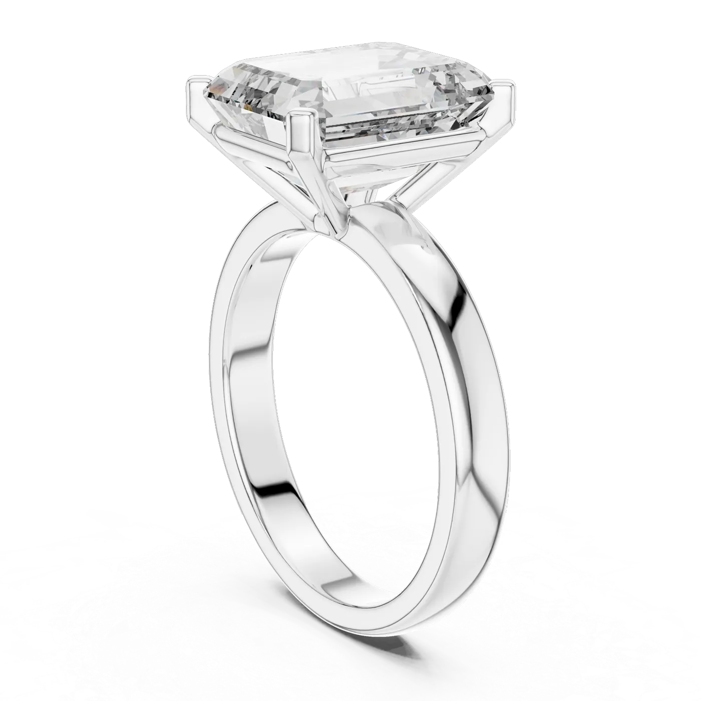 Bague de fiançailles Iris 3,53 ct en or blanc 18 carats, diamant taille émeraude, vue 3
