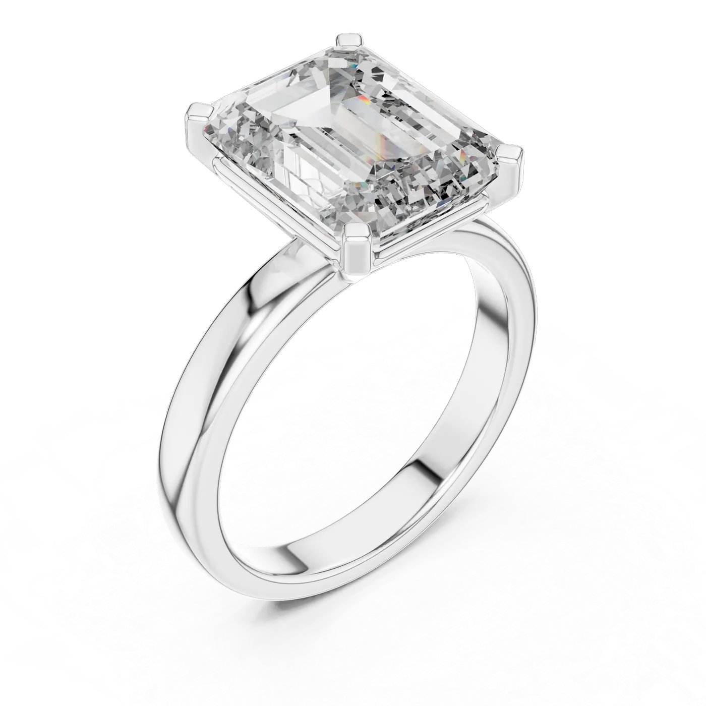 Bague de fiançailles Iris 3,53 ct en or blanc 18 carats, diamant taille émeraude, vue 4