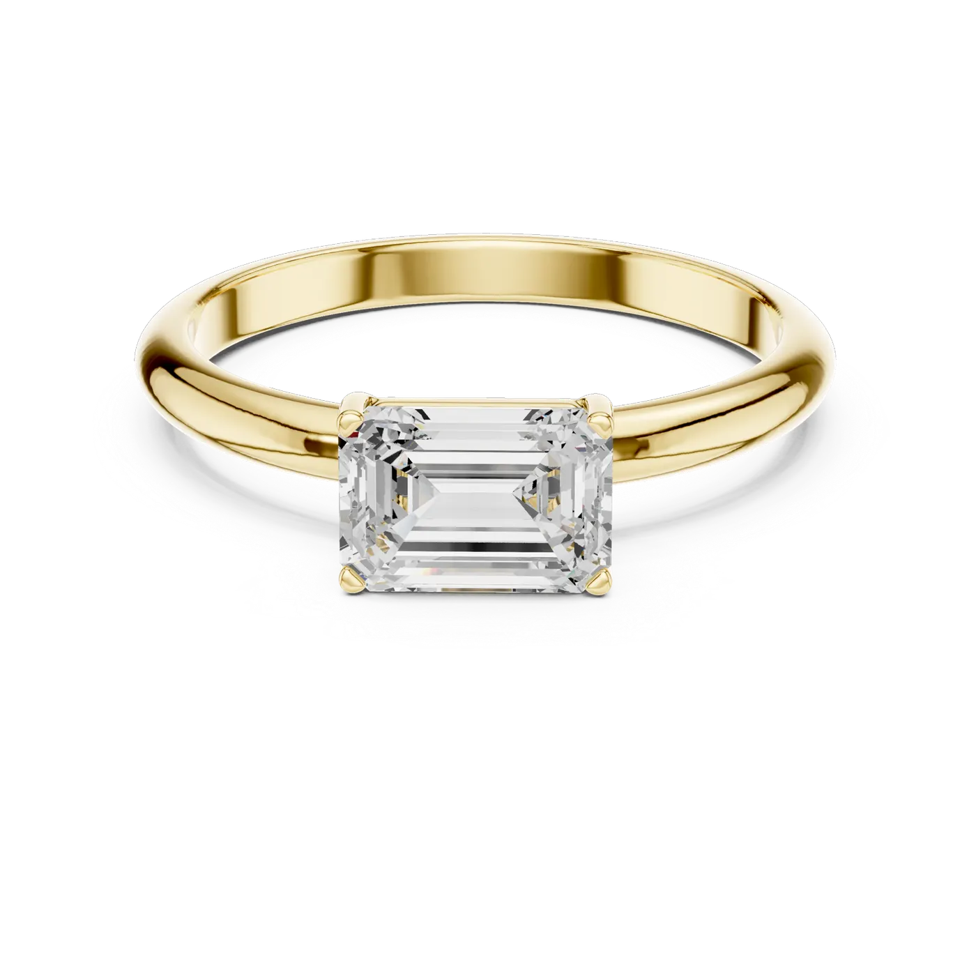 Bague de fiançailles Iris 0,69 ct n°2 en or jaune 18 carats, diamant taille émeraude, vue 4