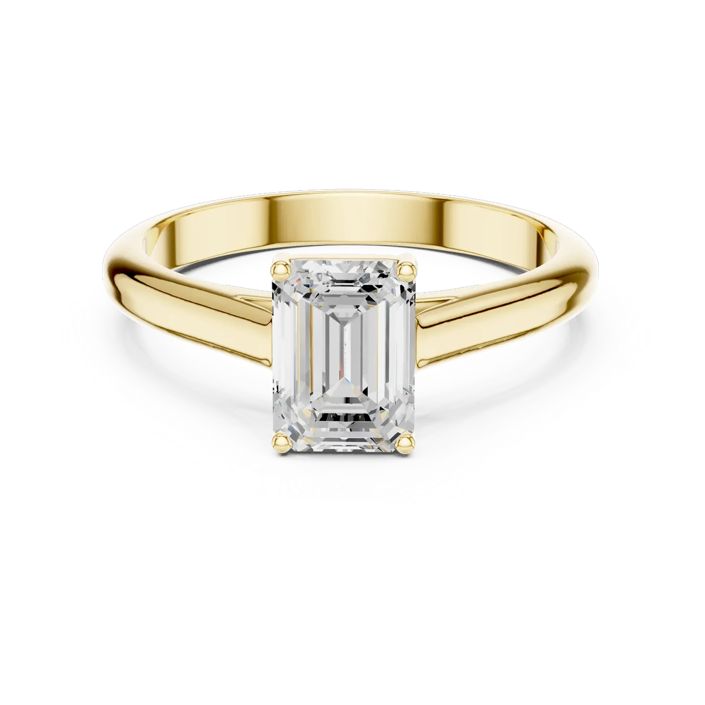 Bague de fiançailles Iris 0,69 ct n°3 en or jaune 18 carats, diamant taille émeraude, vue 4