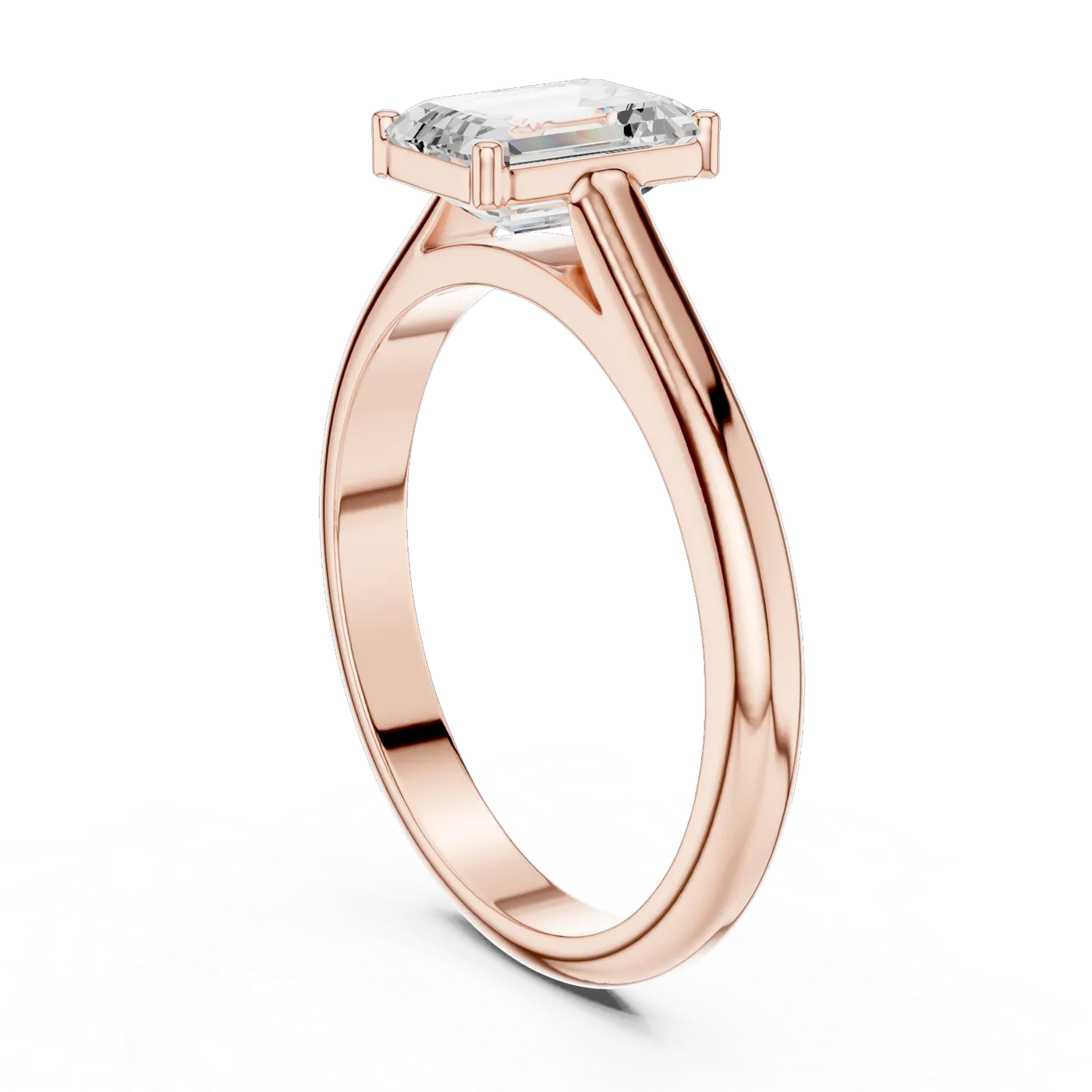 Bague de fiançailles Iris 0,69 ct n°3 en or rose 18 carats, diamant taille émeraude, vue 1