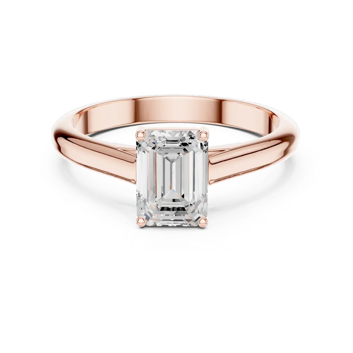 Bague de fiançailles Iris 0,69 ct n°3 en or rose 18 carats, diamant taille émeraude, vue 4