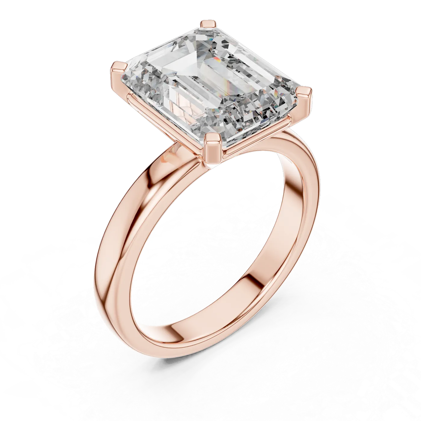 Bague de fiançailles Iris 3,53 ct en or rose 18 carats, diamant taille émeraude, vue 4