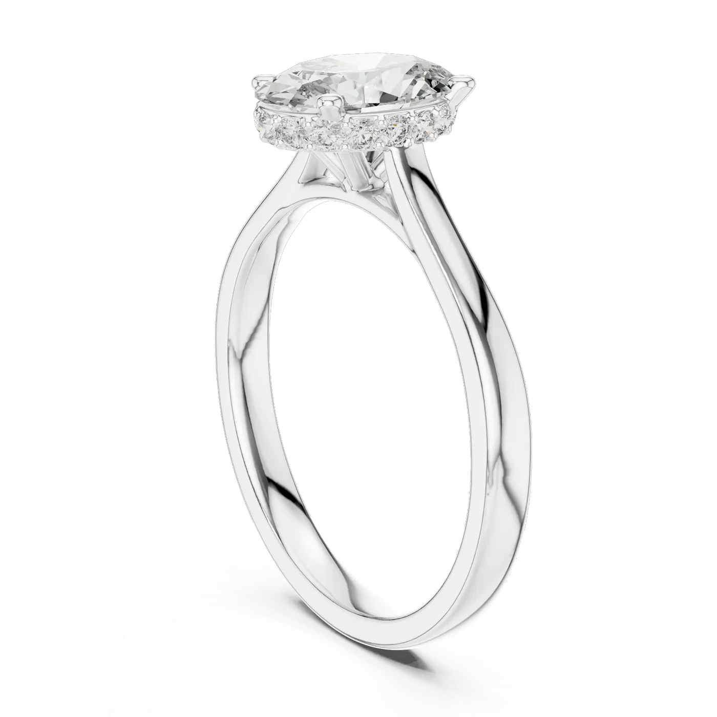Bague de fiançailles Magnolia 1,55 ct en or blanc 18 carats, diamant ovale, vue 1