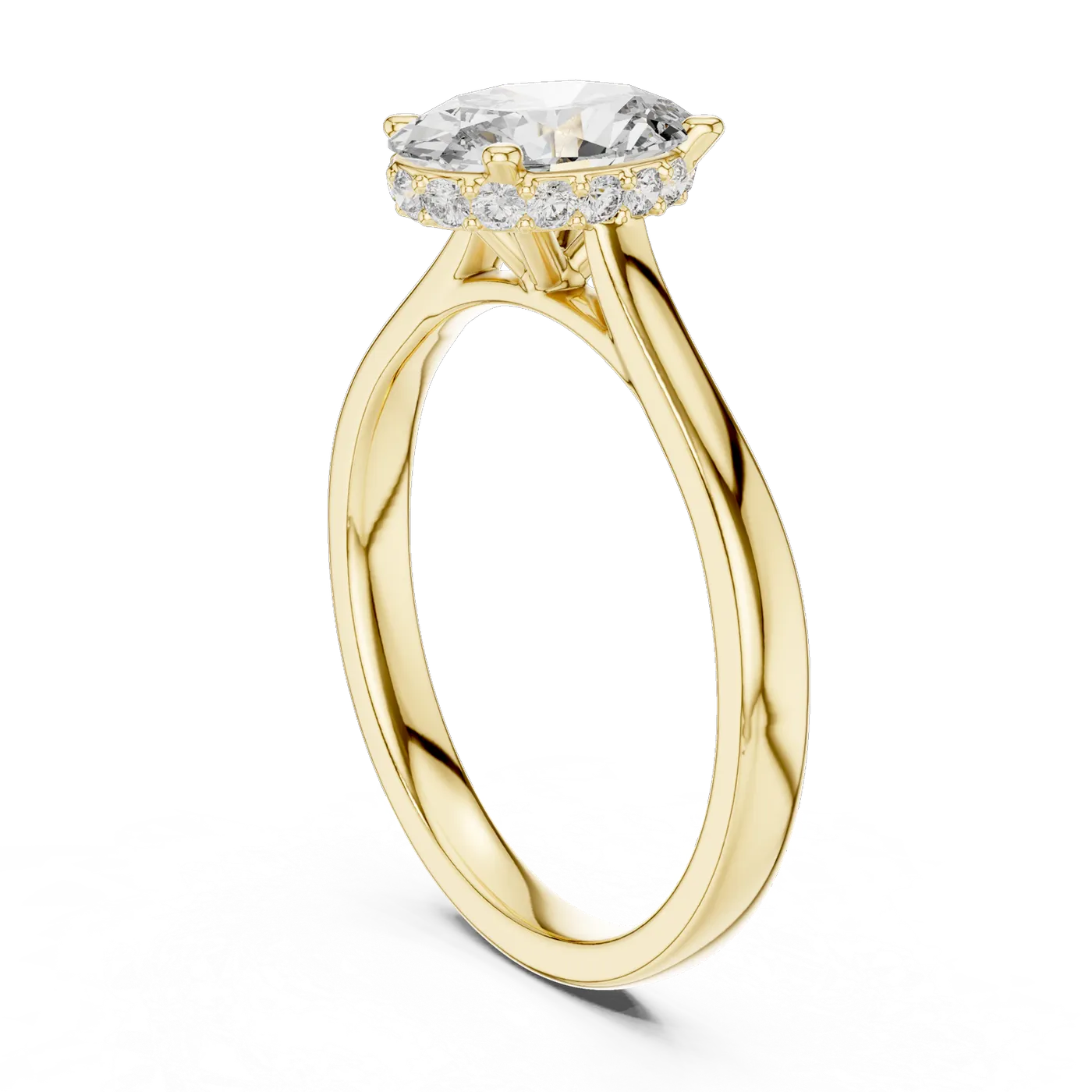 Bague de fiançailles Magnolia 1,55 ct en or jaune 18 carats, diamant ovale, vue 1