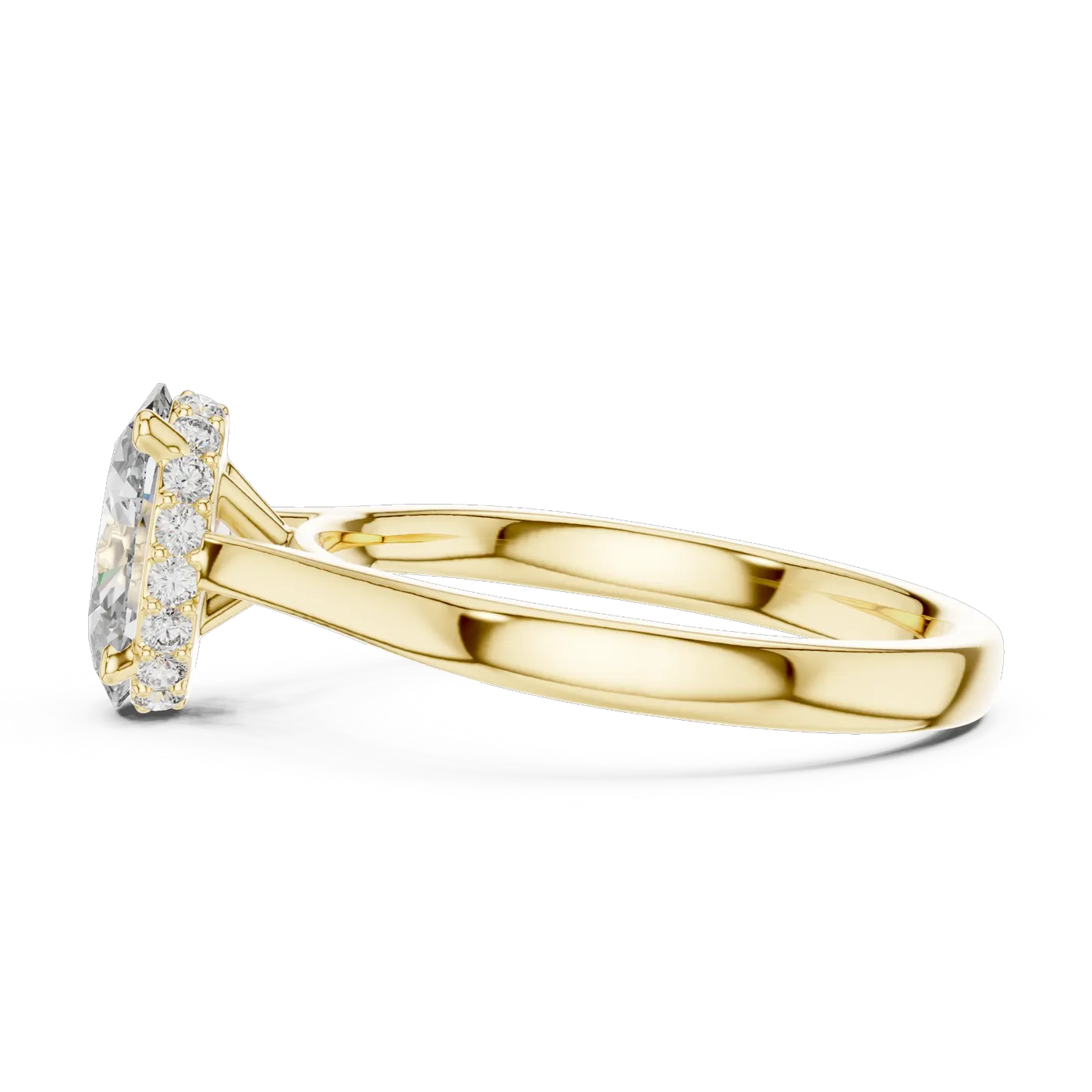 Bague de fiançailles Magnolia 1,55 ct en or jaune 18 carats, diamant ovale, vue 3