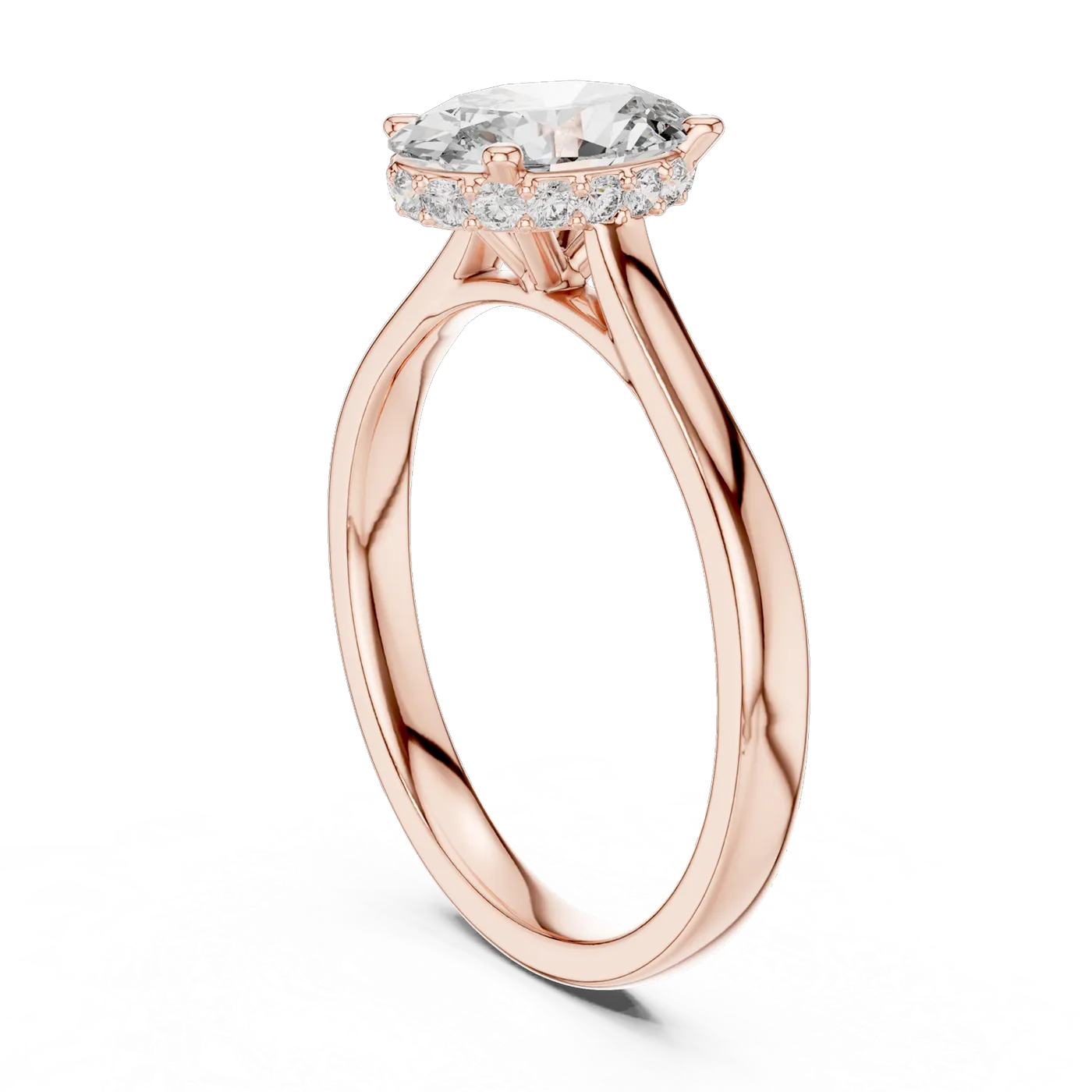 Bague de fiançailles Magnolia 1,55 ct en or rose 18 carats, diamant ovale, vue 1
