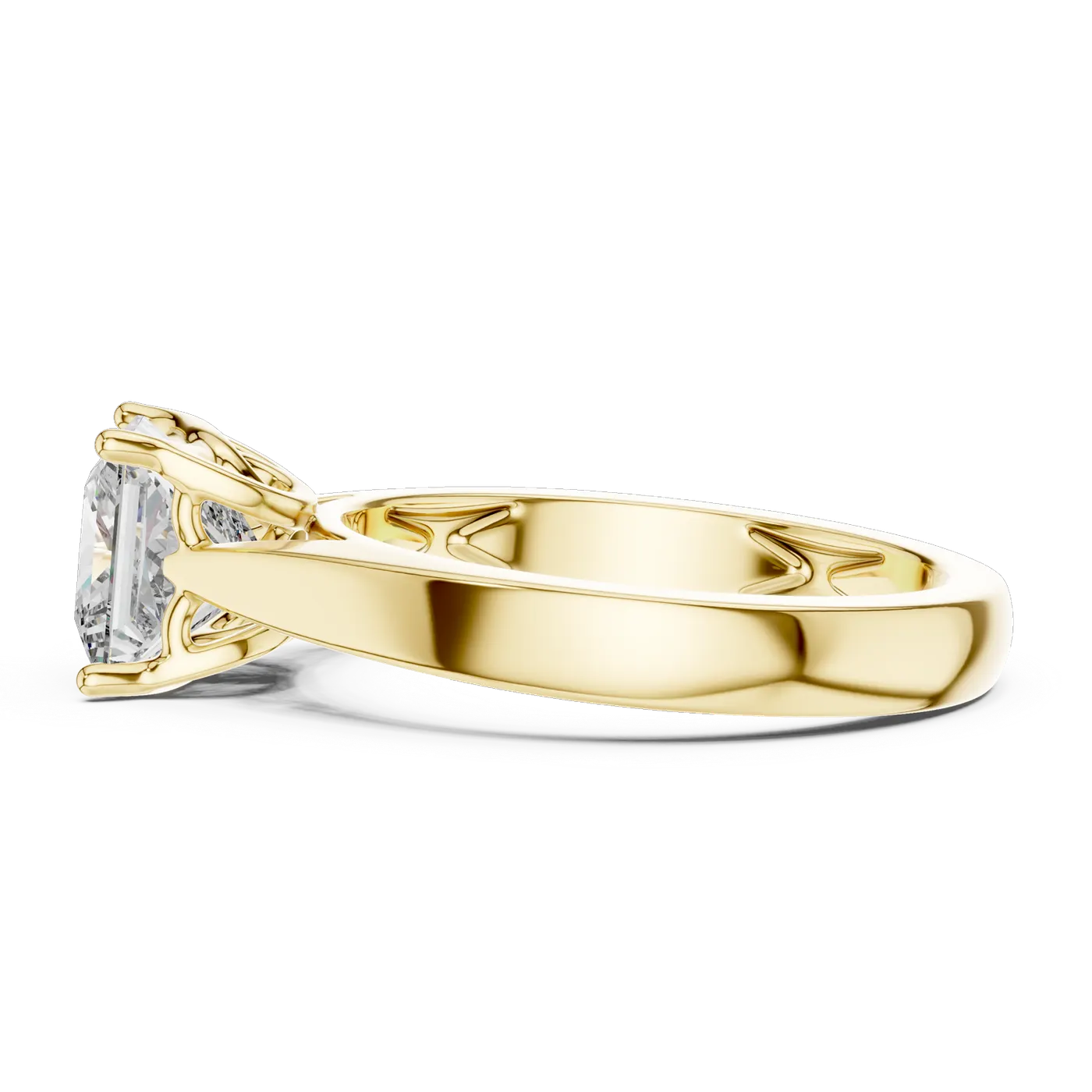 Bague de fiançailles Camélia 1,45 ct en or jaune 18 carats, diamant princesse, vue 1