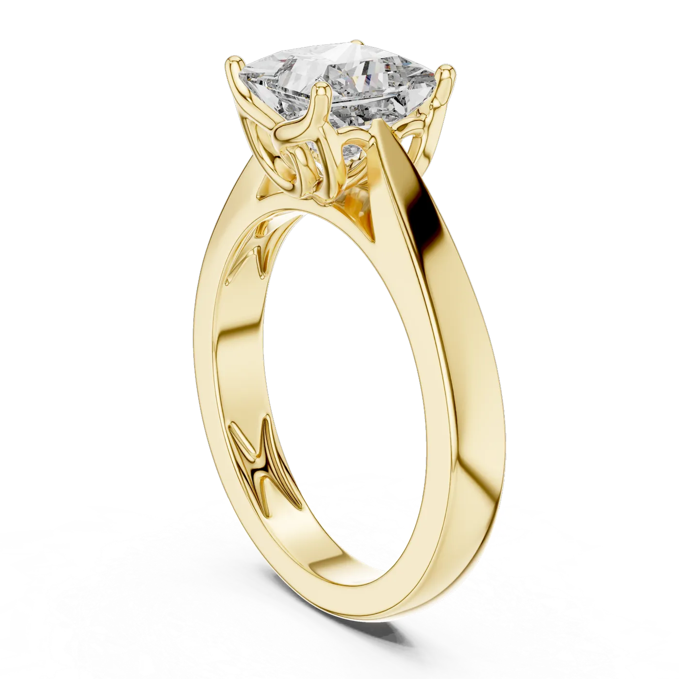 Bague de fiançailles Camélia 1,45 ct en or jaune 18 carats, diamant princesse, vue 3