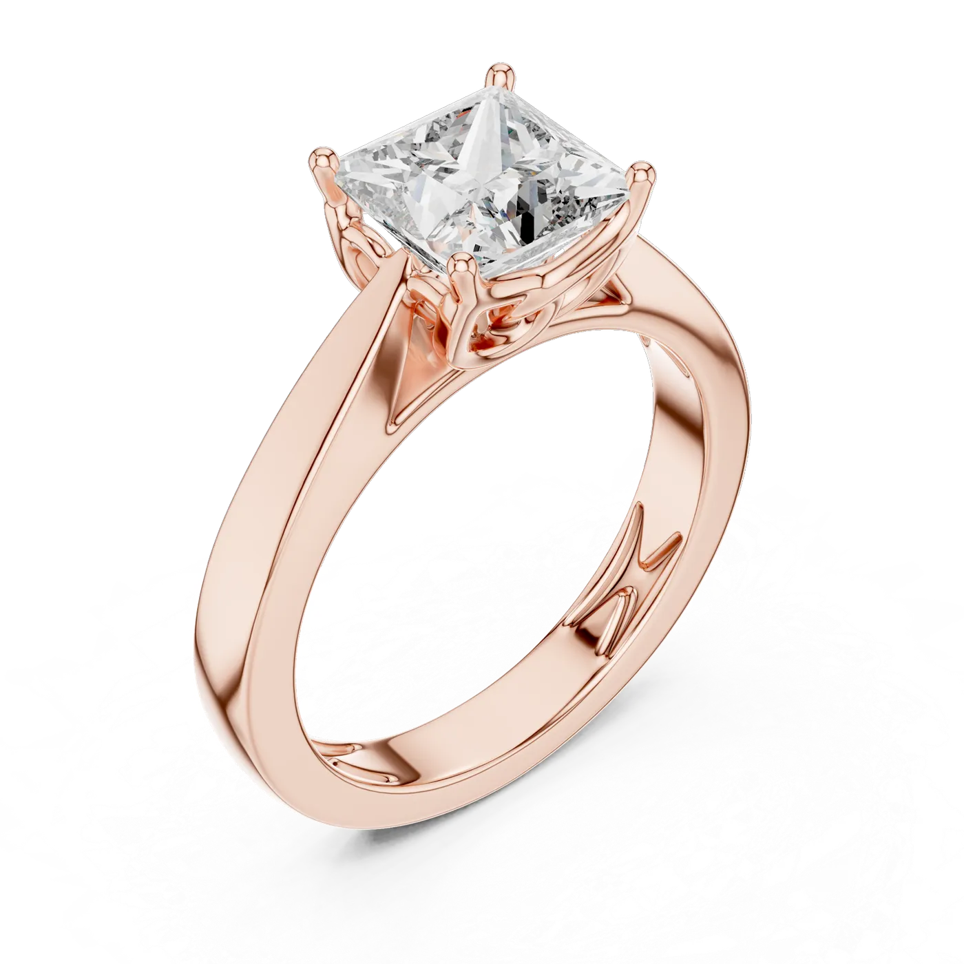 Bague de fiançailles Camélia 1,45 ct en or rose 18 carats, diamant princesse, vue 4