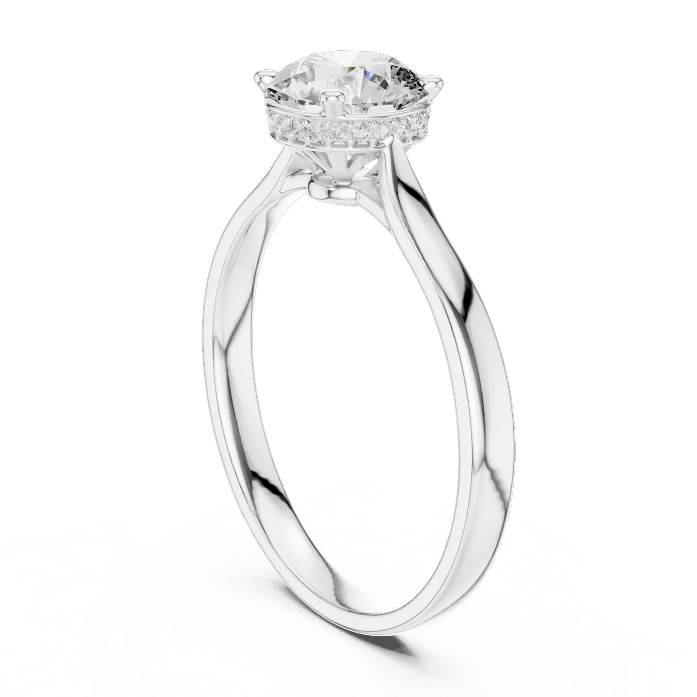 Bague de fiançailles Marguerite 1,18 ct en or blanc 18 carats, diamant rond, vue 1