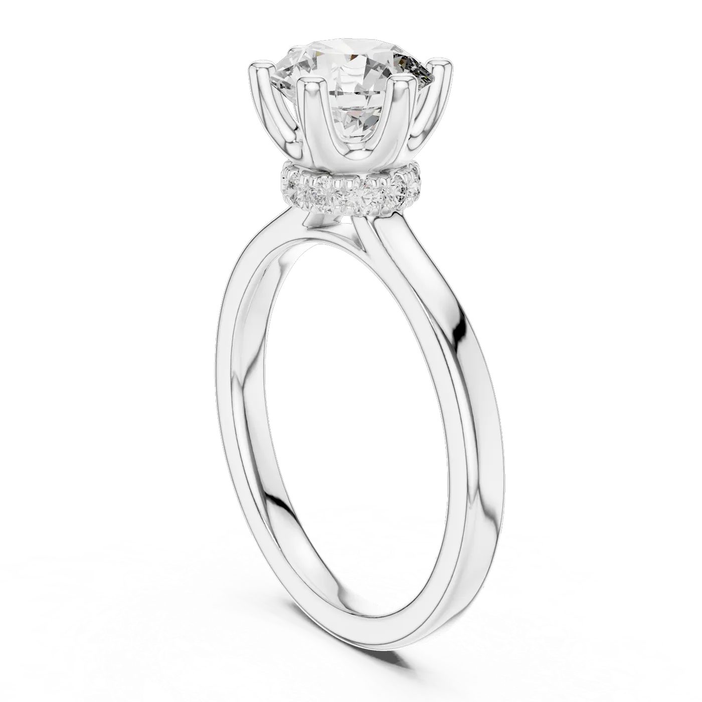 Bague de fiançailles Marguerite 1,60 ct en or blanc 18 carats, diamant rond, vue 1