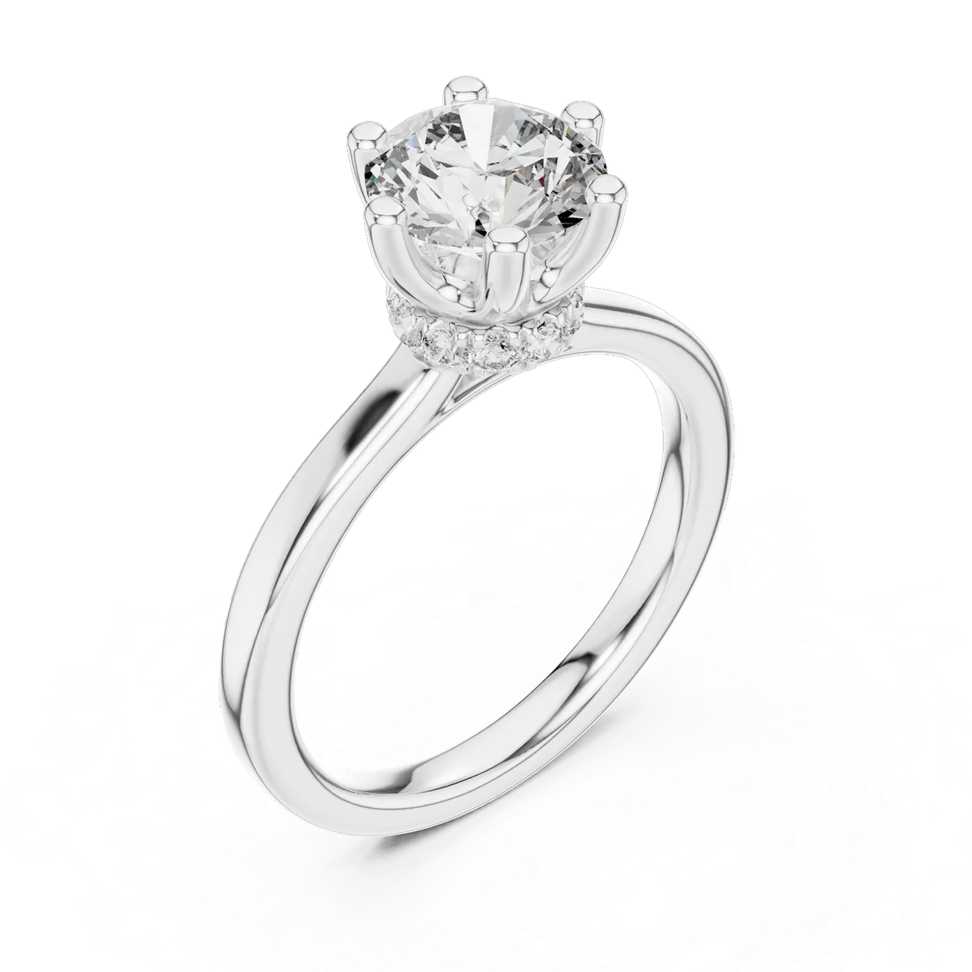 Bague de fiançailles Marguerite 1,60 ct en or blanc 18 carats, diamant rond, vue 2