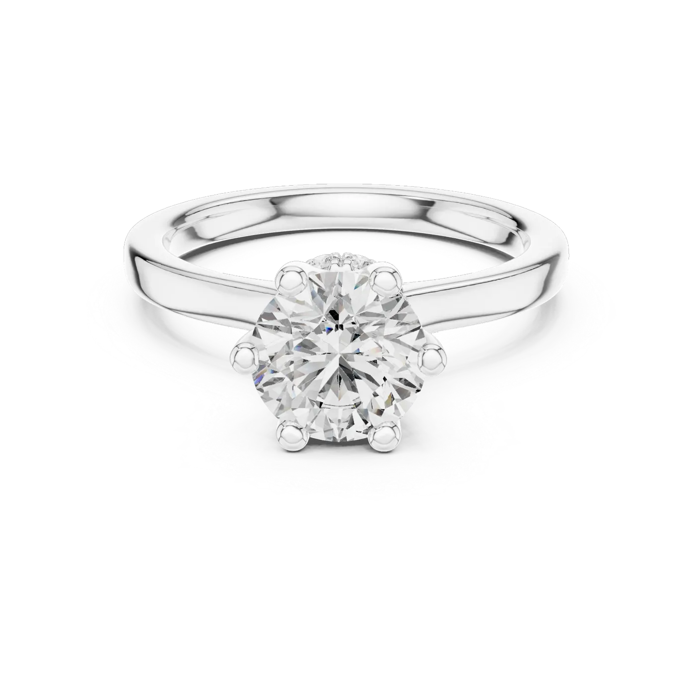 Bague de fiançailles Marguerite 1,60 ct en or blanc 18 carats, diamant rond, vue 4