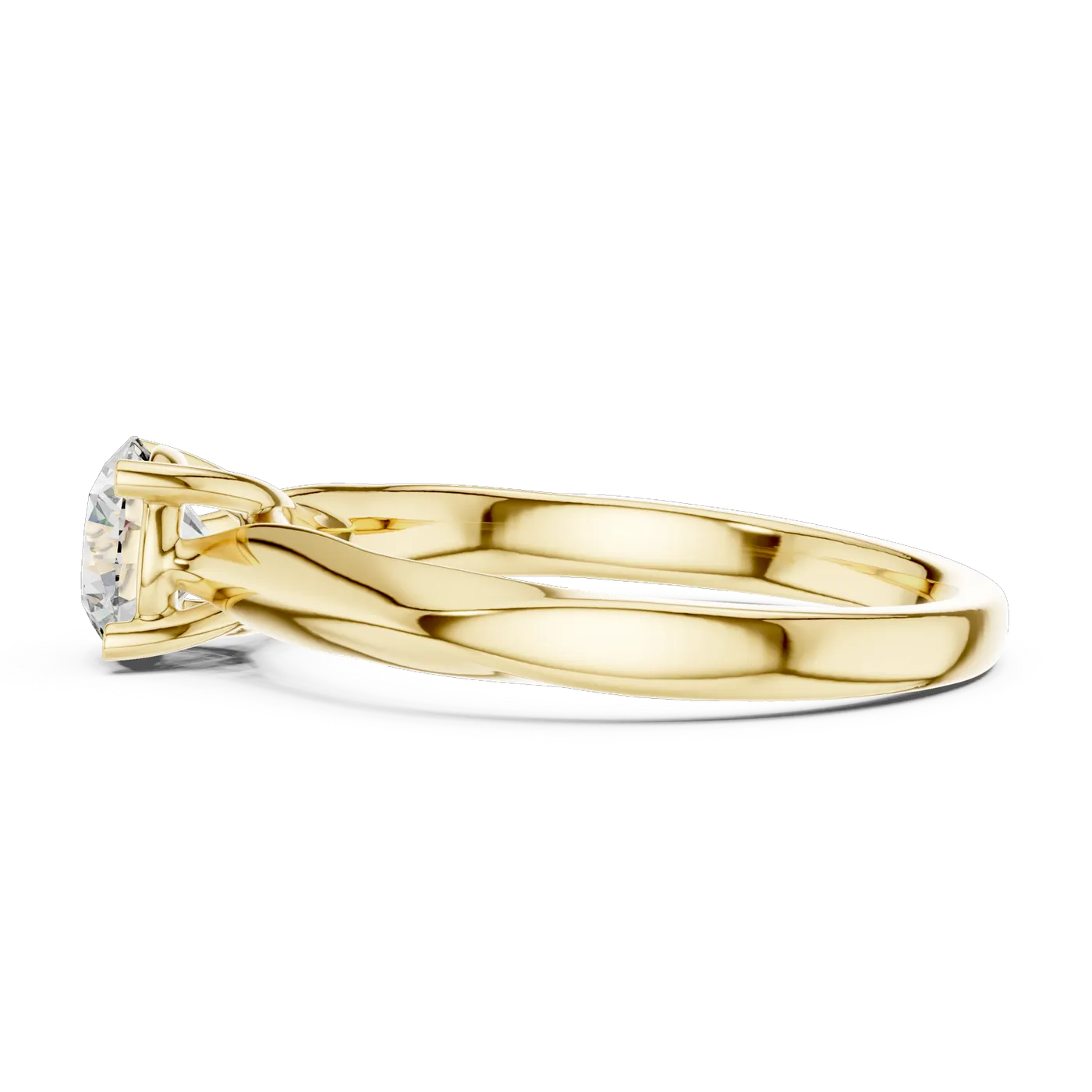 Bague de fiançailles Marguerite 0,59 ct en or jaune 18 carats, diamant rond, vue 3