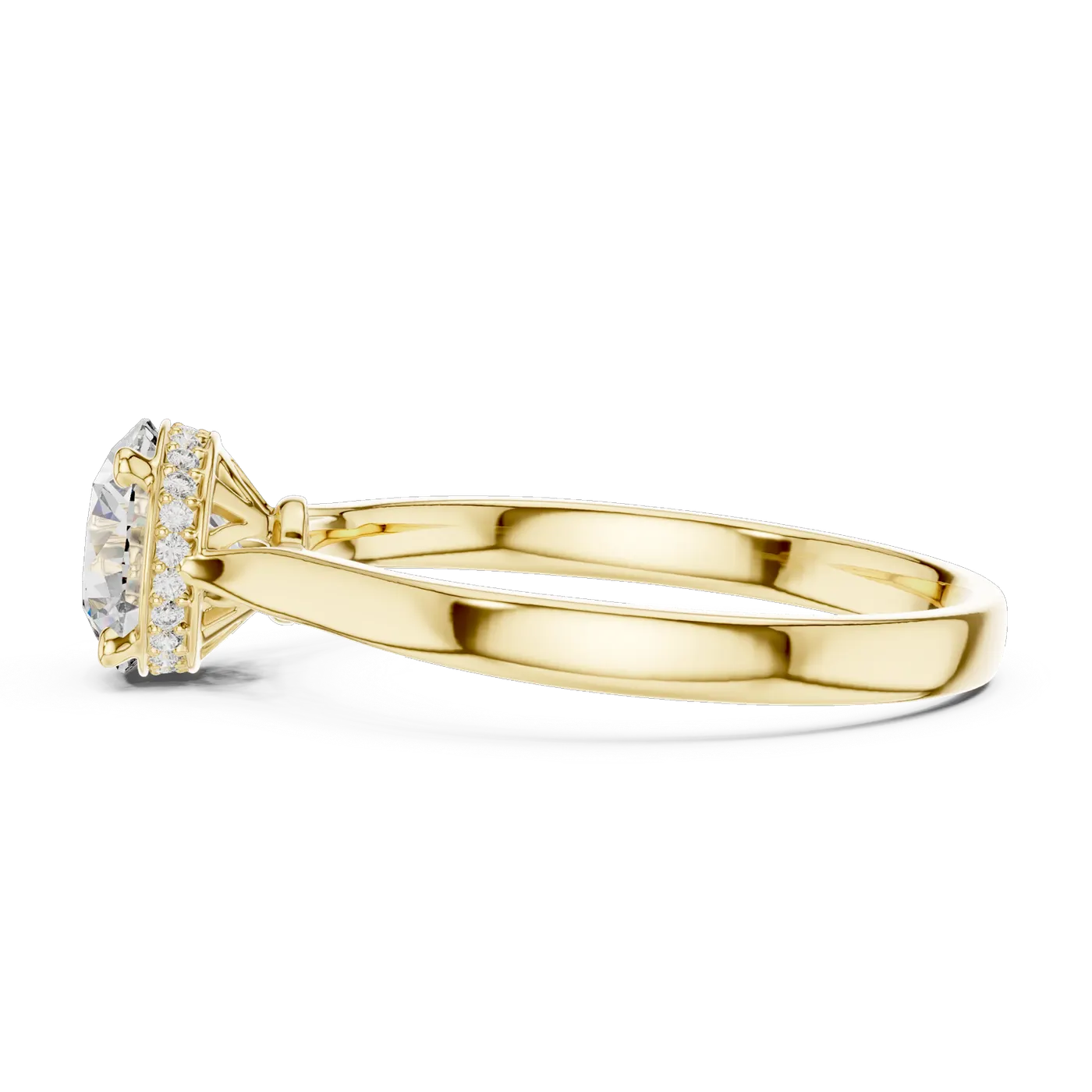 Bague de fiançailles Marguerite 1,18 ct en or jaune 18 carats, diamant rond, vue 3