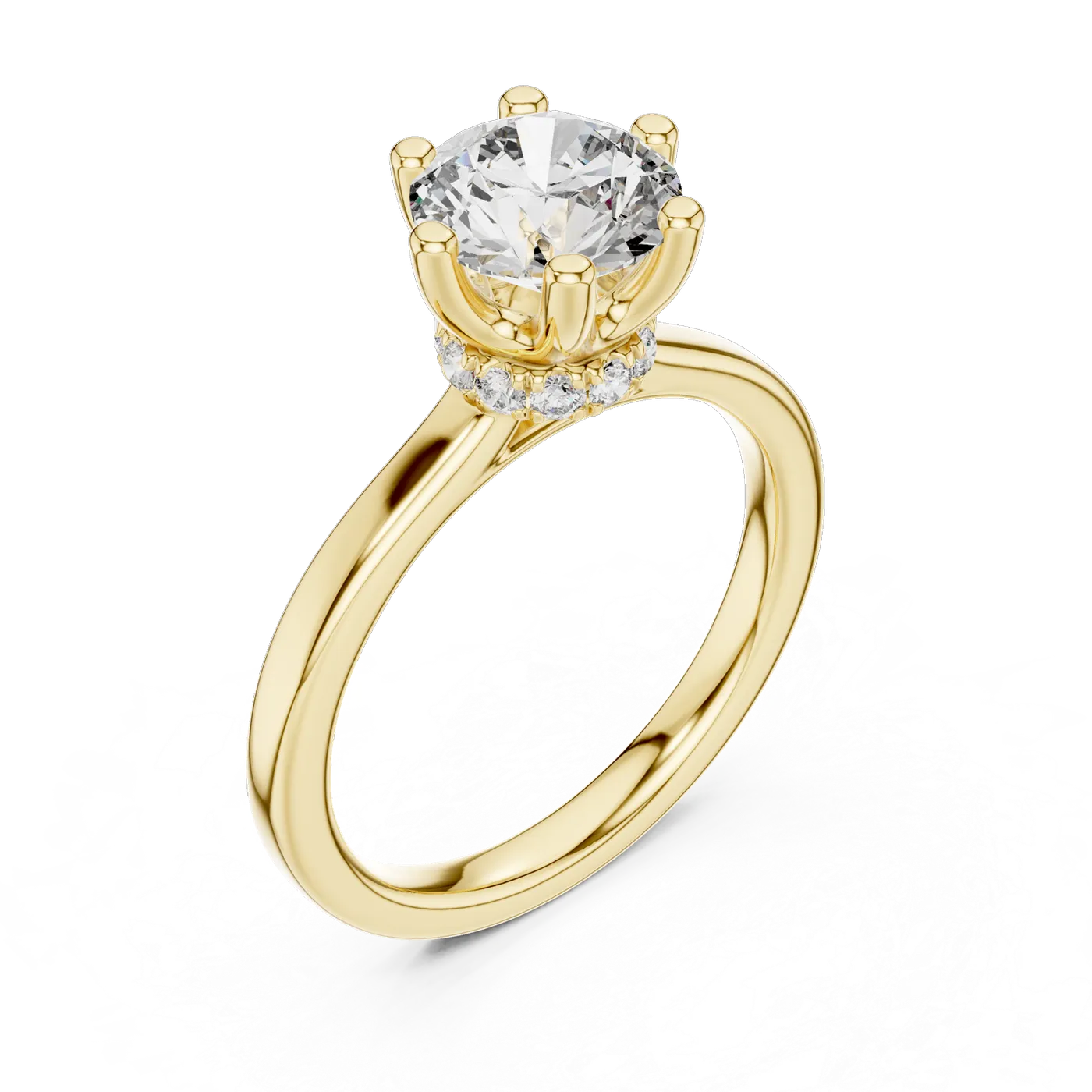 Bague de fiançailles Marguerite 1,60 ct en or jaune 18 carats, diamant rond, vue 2