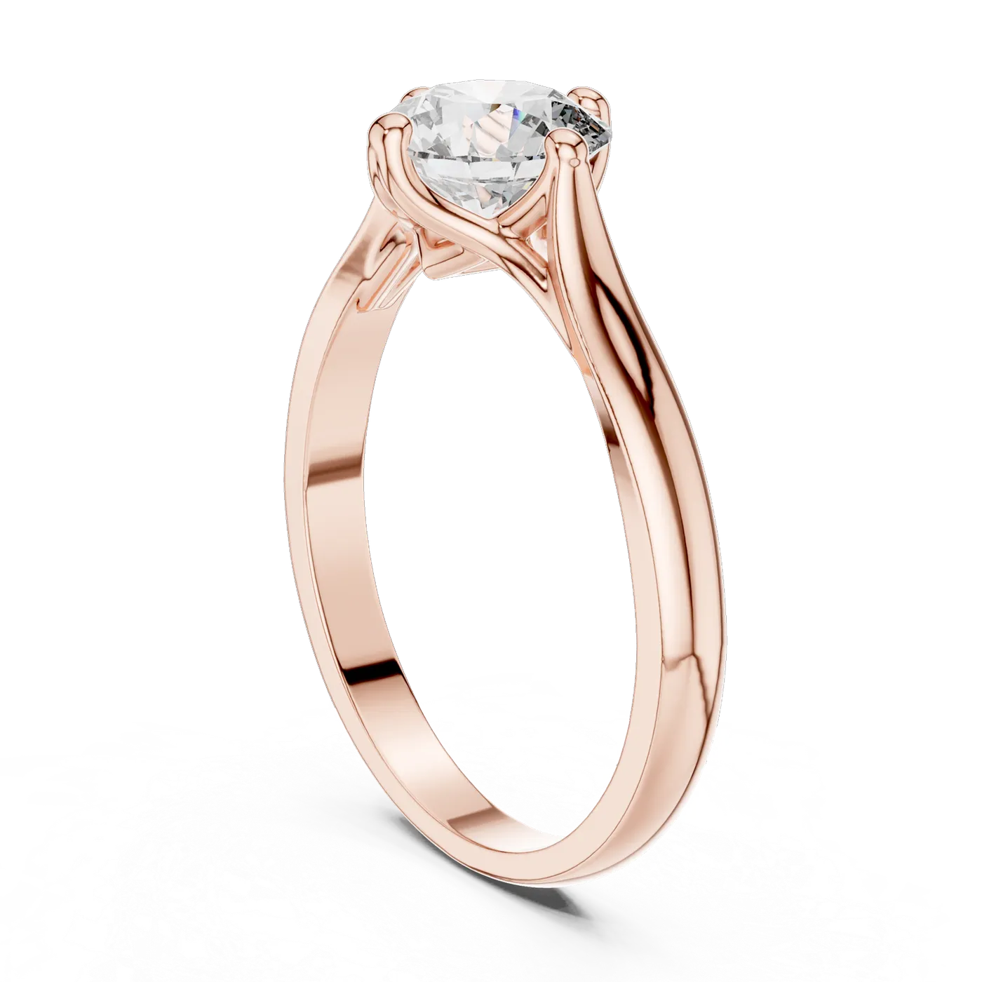 Bague de fiançailles Marguerite 1,03 ct en or rose 18 carats, diamant rond, vue 1