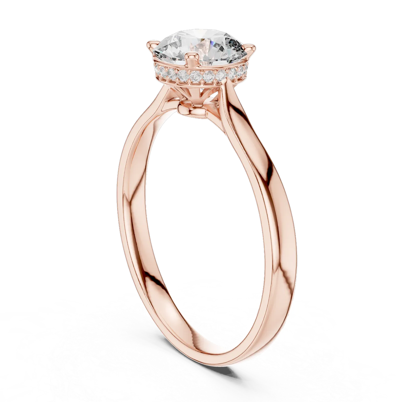 Bague de fiançailles Marguerite 1,18 ct en or rose 18 carats, diamant rond, vue 1