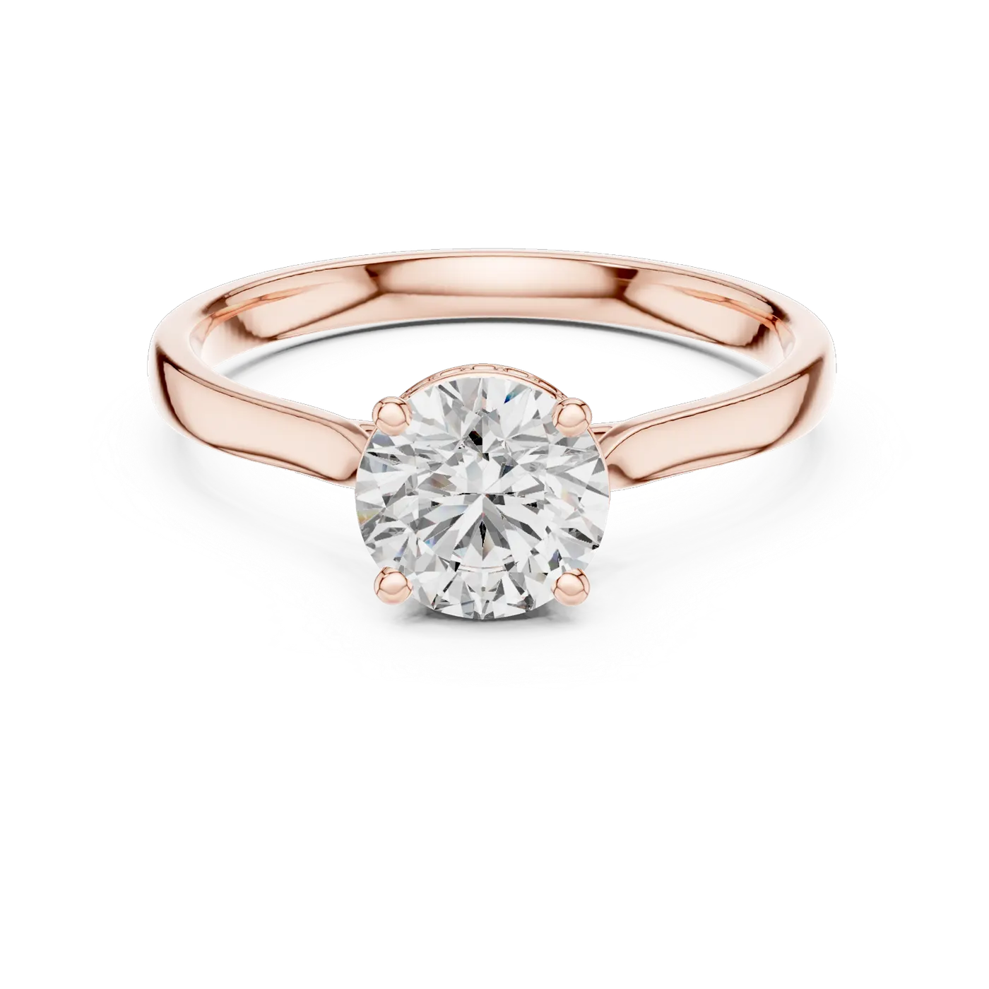Bague de fiançailles Marguerite 1,18 ct en or rose 18 carats, diamant rond, vue 4
