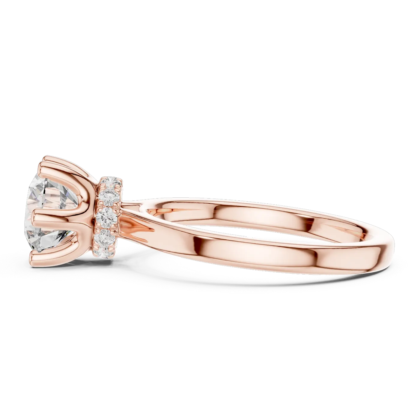 Bague de fiançailles Marguerite 1,58 ct en or rose 18 carats, diamant rond, vue 3