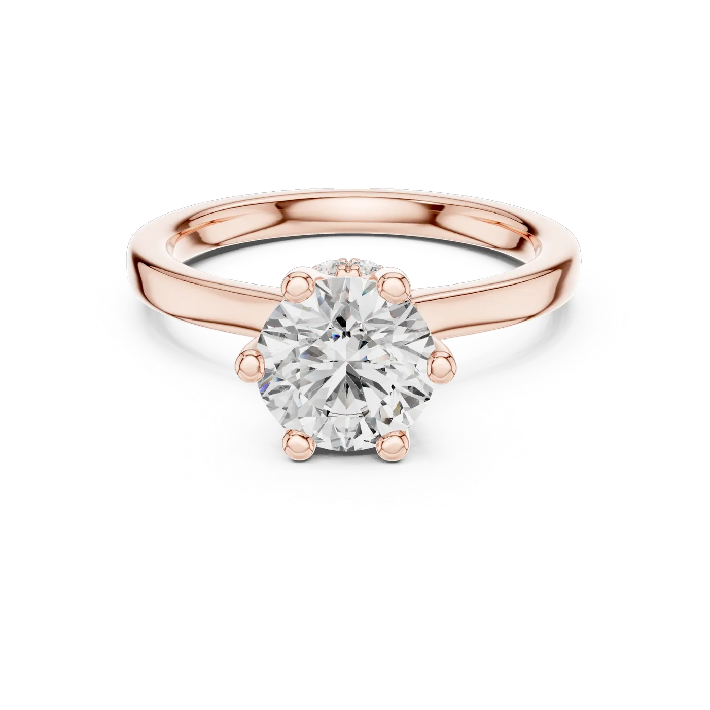 Bague de fiançailles Marguerite 1,58 ct en or rose 18 carats, diamant rond, vue 4