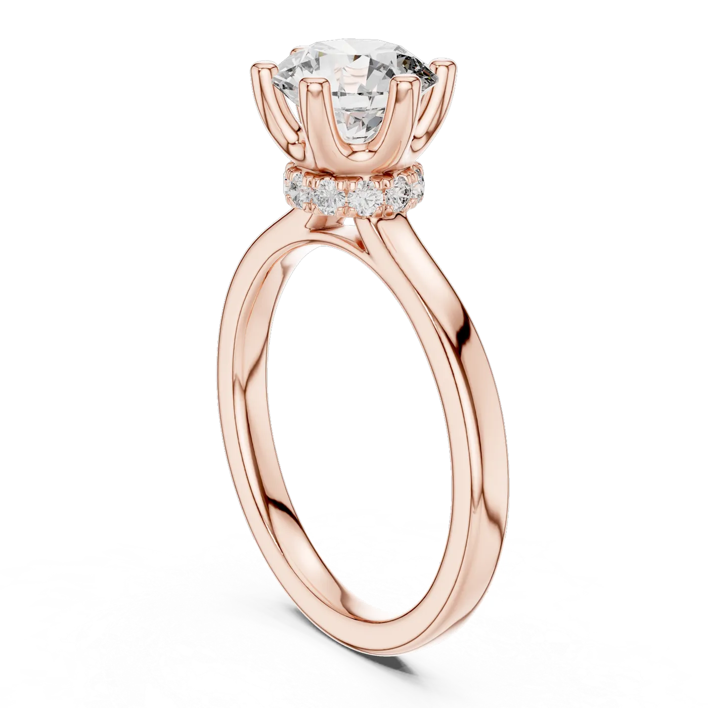 Bague de fiançailles Marguerite 1,60 ct en or rose 18 carats, diamant rond, vue 1