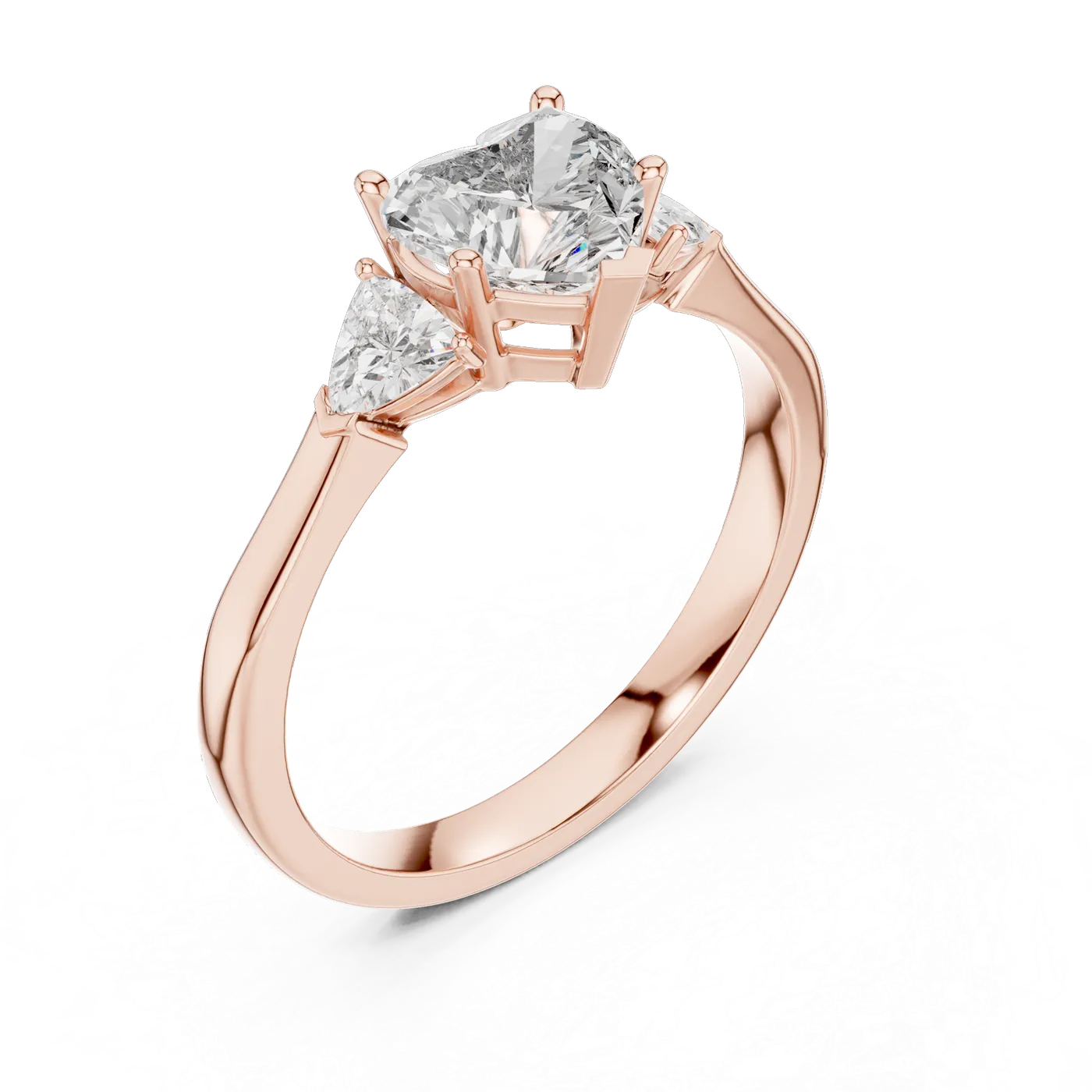 Bague de fiançailles Rose 0,97 ct en or rose 18 carats, diamant cœur, vue 2