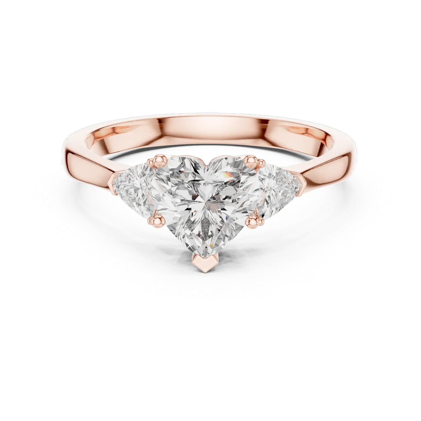 Bague de fiançailles Rose 1,10 ct en or rose 18 carats, diamant cœur, vue 4