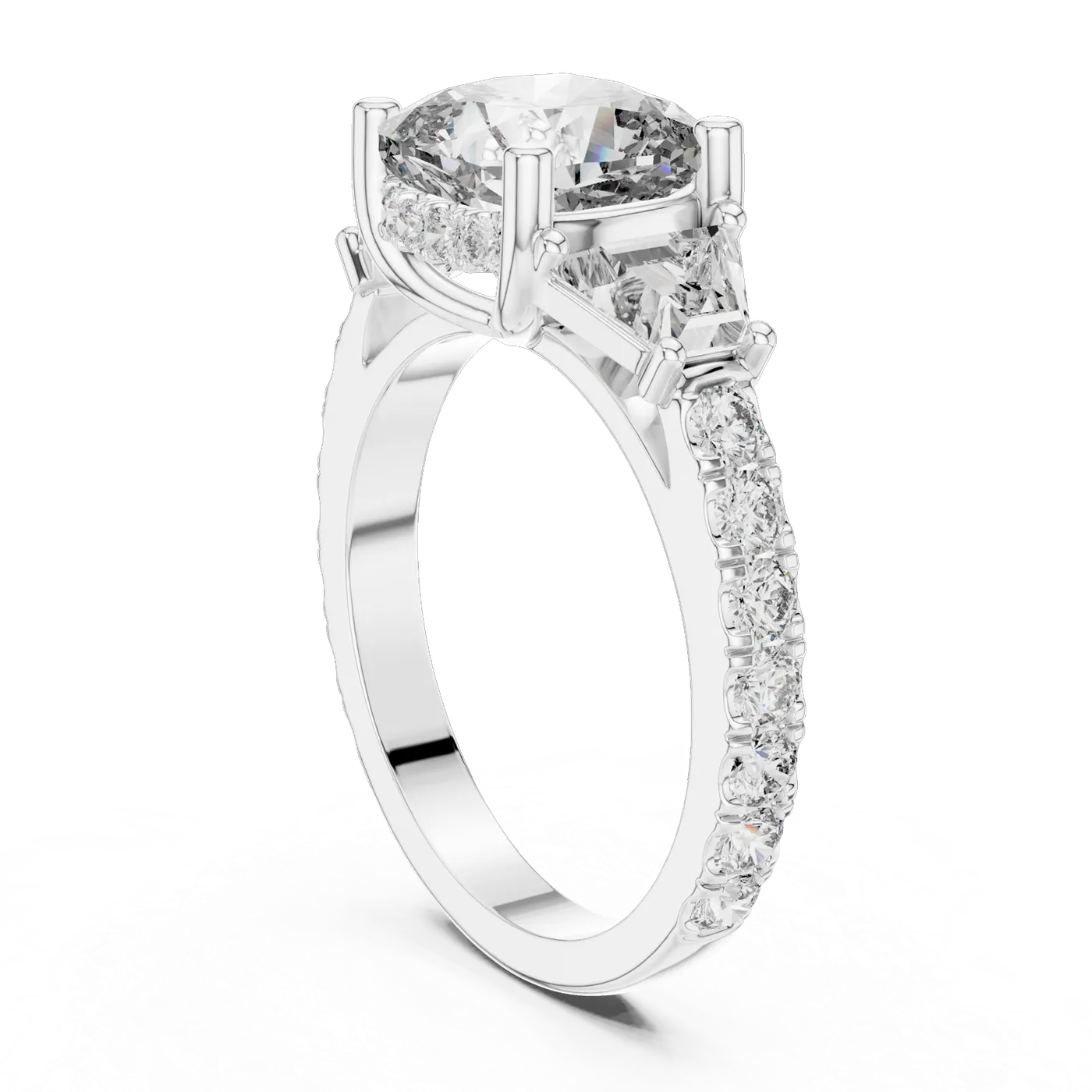 Bague de fiançailles Pivoine 4,00 ct en or blanc 18 carats, diamant coussin, vue 1