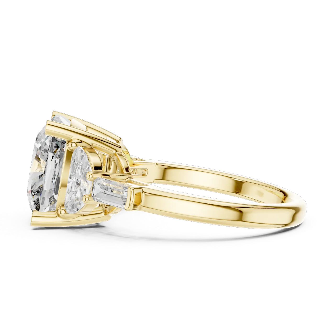 Bague de fiançailles Pivoine 6,75 ct en or jaune 18 carats, diamant coussin, vue 3
