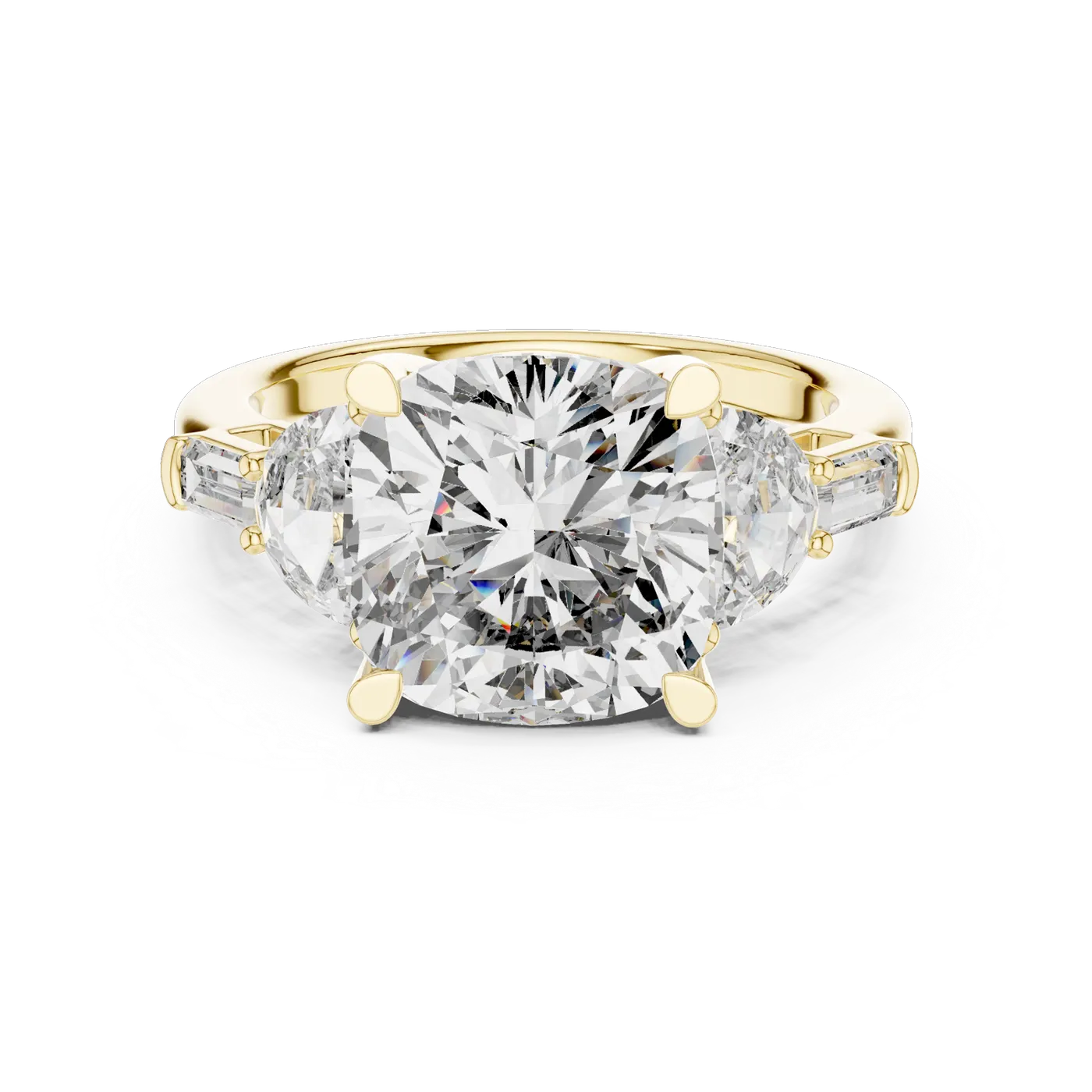 Bague de fiançailles Pivoine 6,75 ct en or jaune 18 carats, diamant coussin, vue 4