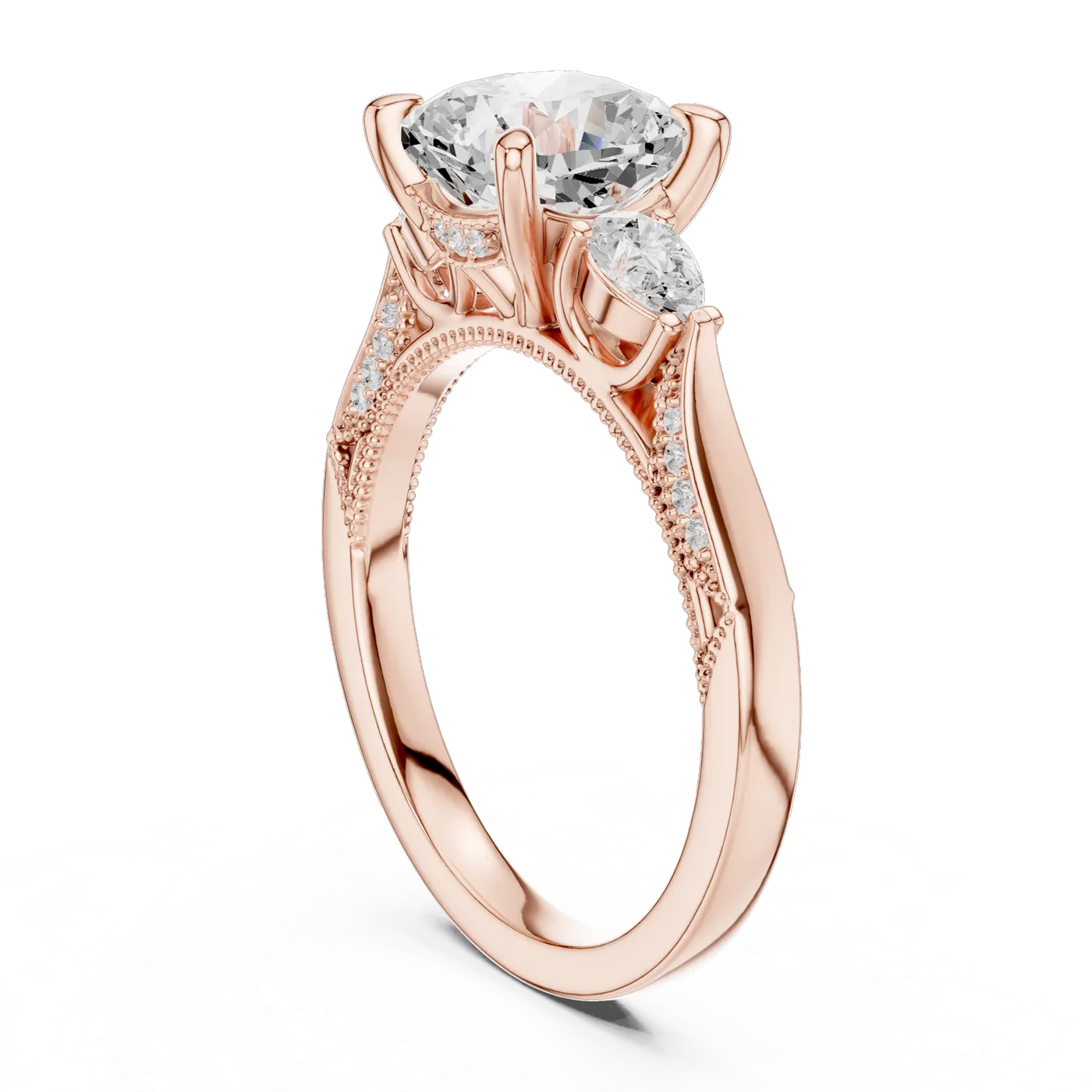Bague de fiançailles Pivoine 2,32 ct en or rose 18 carats, diamant coussin, vue 1