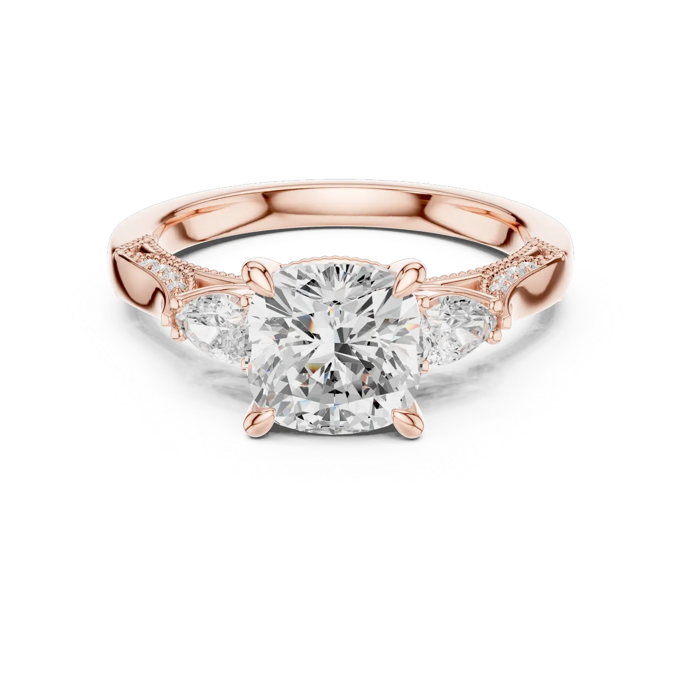 Bague de fiançailles Pivoine 2,32 ct en or rose 18 carats, diamant coussin, vue 4