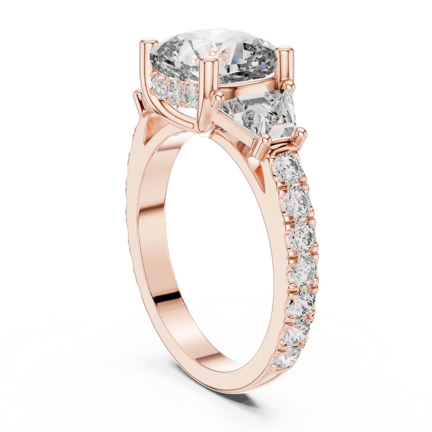 Bague de fiançailles Pivoine 4,00 ct en or rose 18 carats, diamant coussin, vue 1