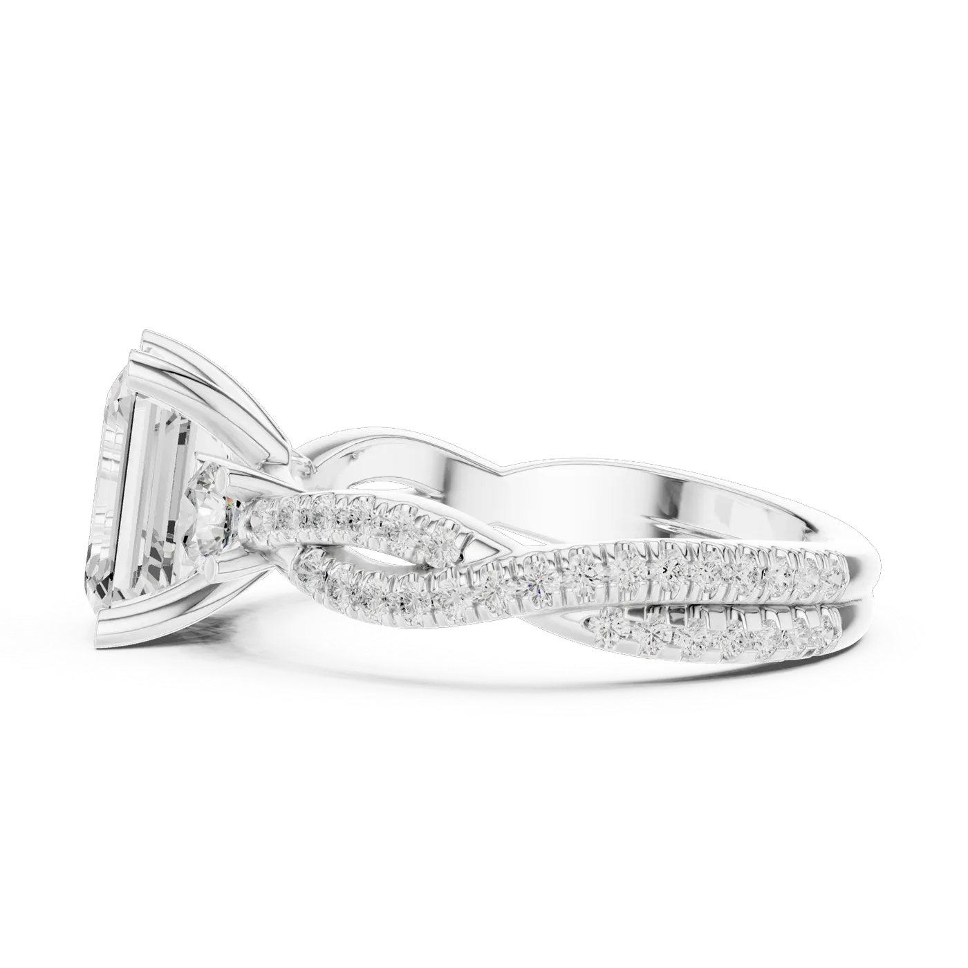 Bague de fiançailles Iris 1,42 ct en or blanc 18 carats, diamant taille émeraude, vue 3