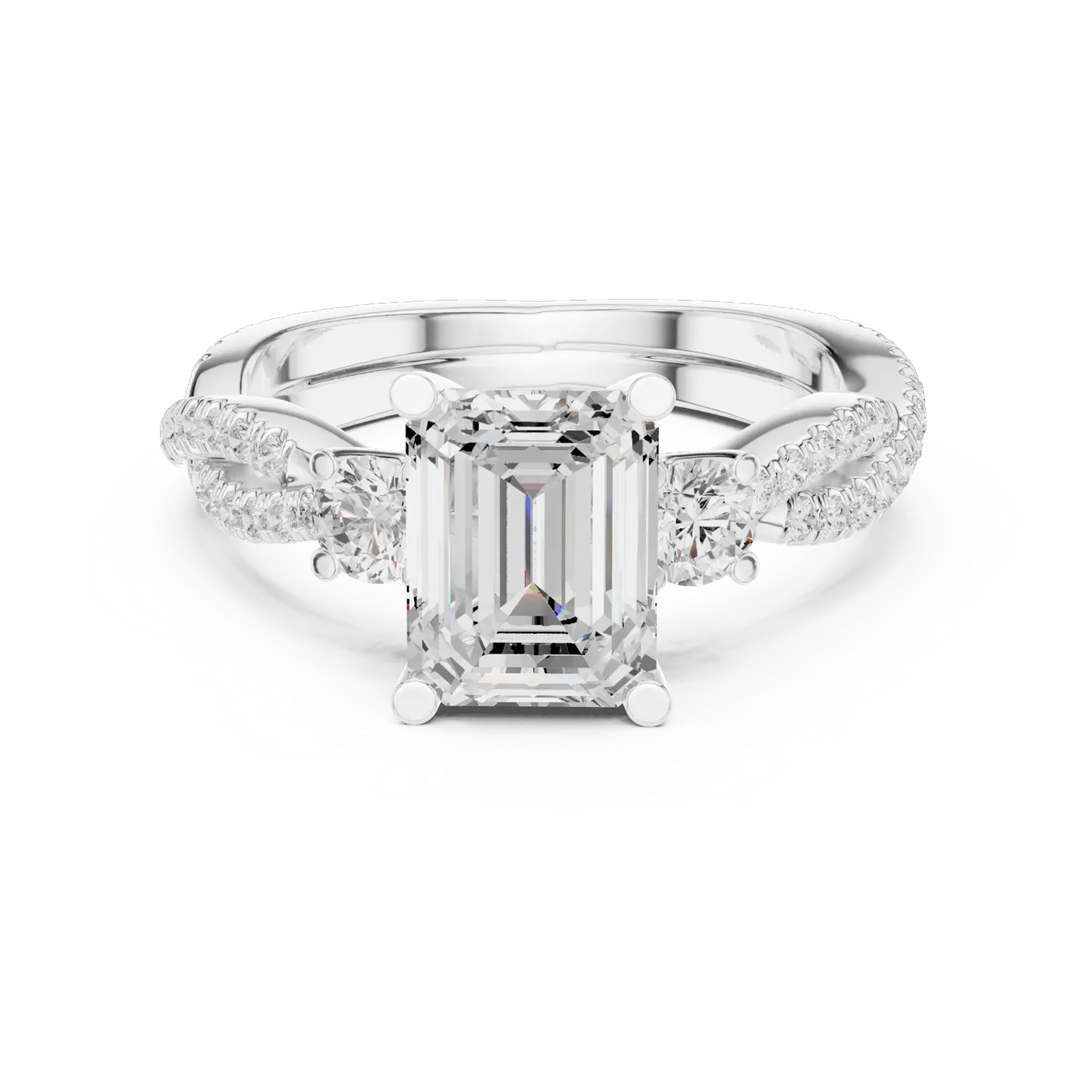 Bague de fiançailles Iris 1,42 ct en or blanc 18 carats, diamant taille émeraude, vue 4