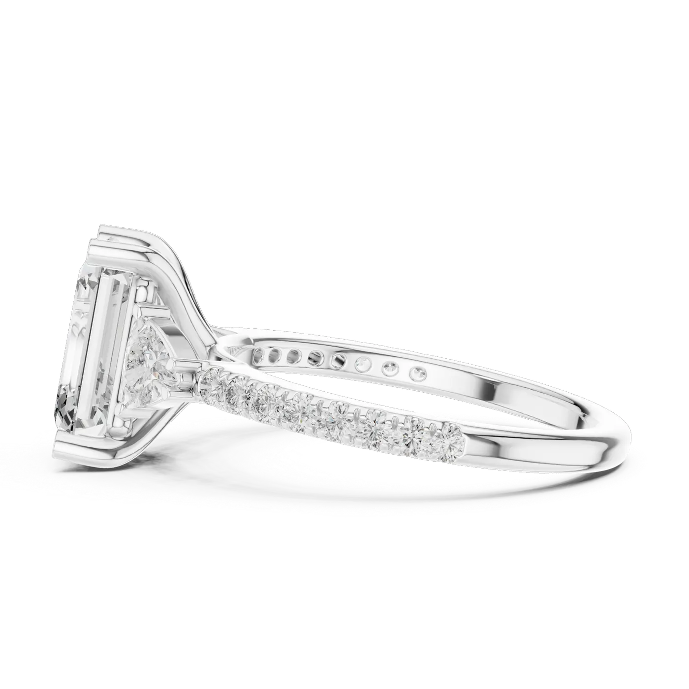 Bague de fiançailles Iris 1,51 ct en or blanc 18 carats, diamant taille émeraude, vue 3