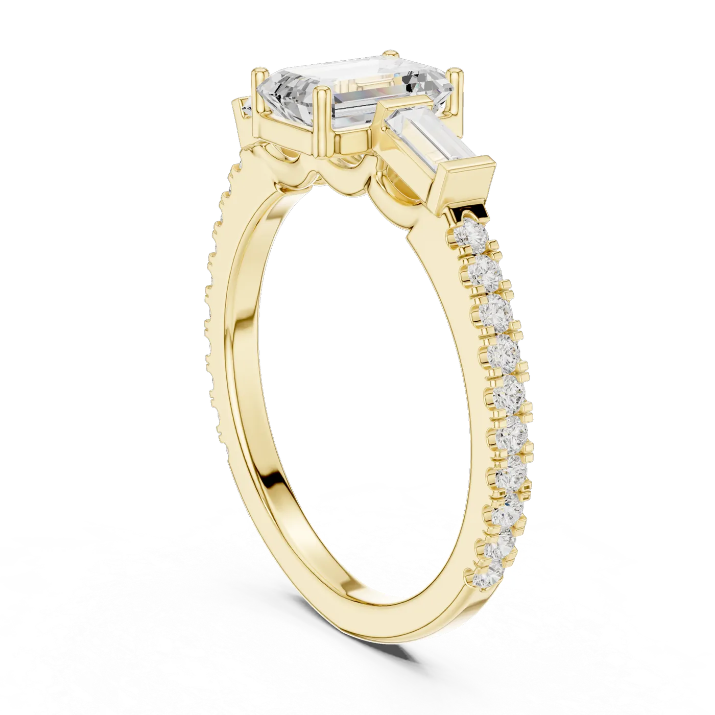Bague de fiançailles Iris 0,69 ct n°4 en or jaune 18 carats, diamant taille émeraude, vue 1