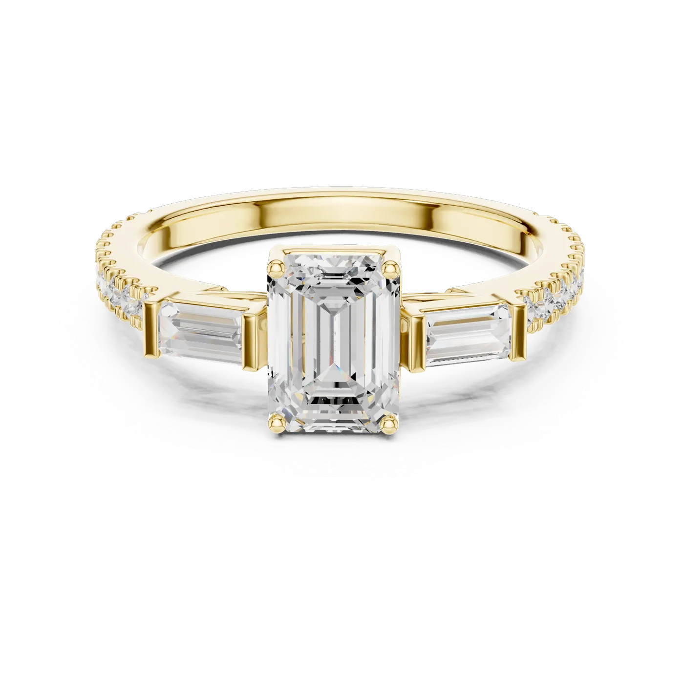 Bague de fiançailles Iris 0,69 ct n°4 en or jaune 18 carats, diamant taille émeraude, vue 4