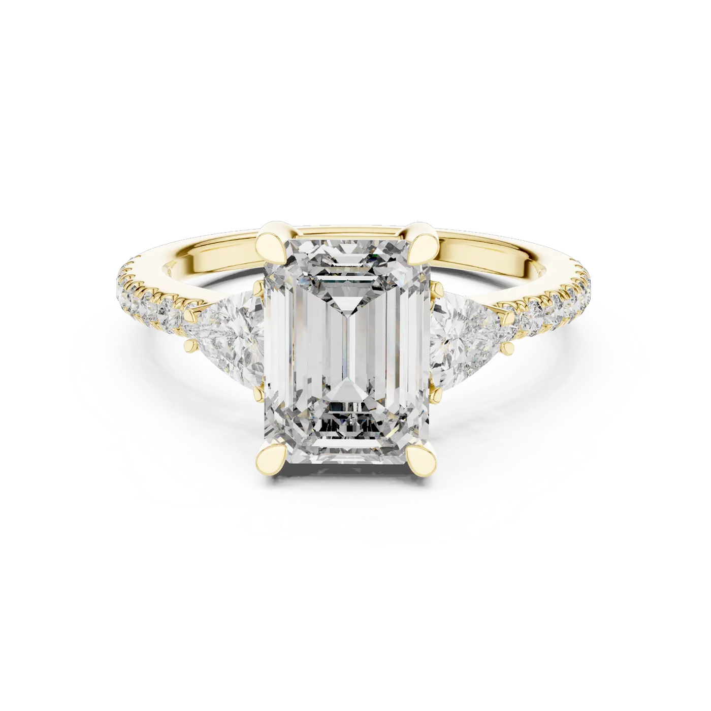 Bague de fiançailles Iris 1,51 ct en or jaune 18 carats, diamant taille émeraude, vue 4