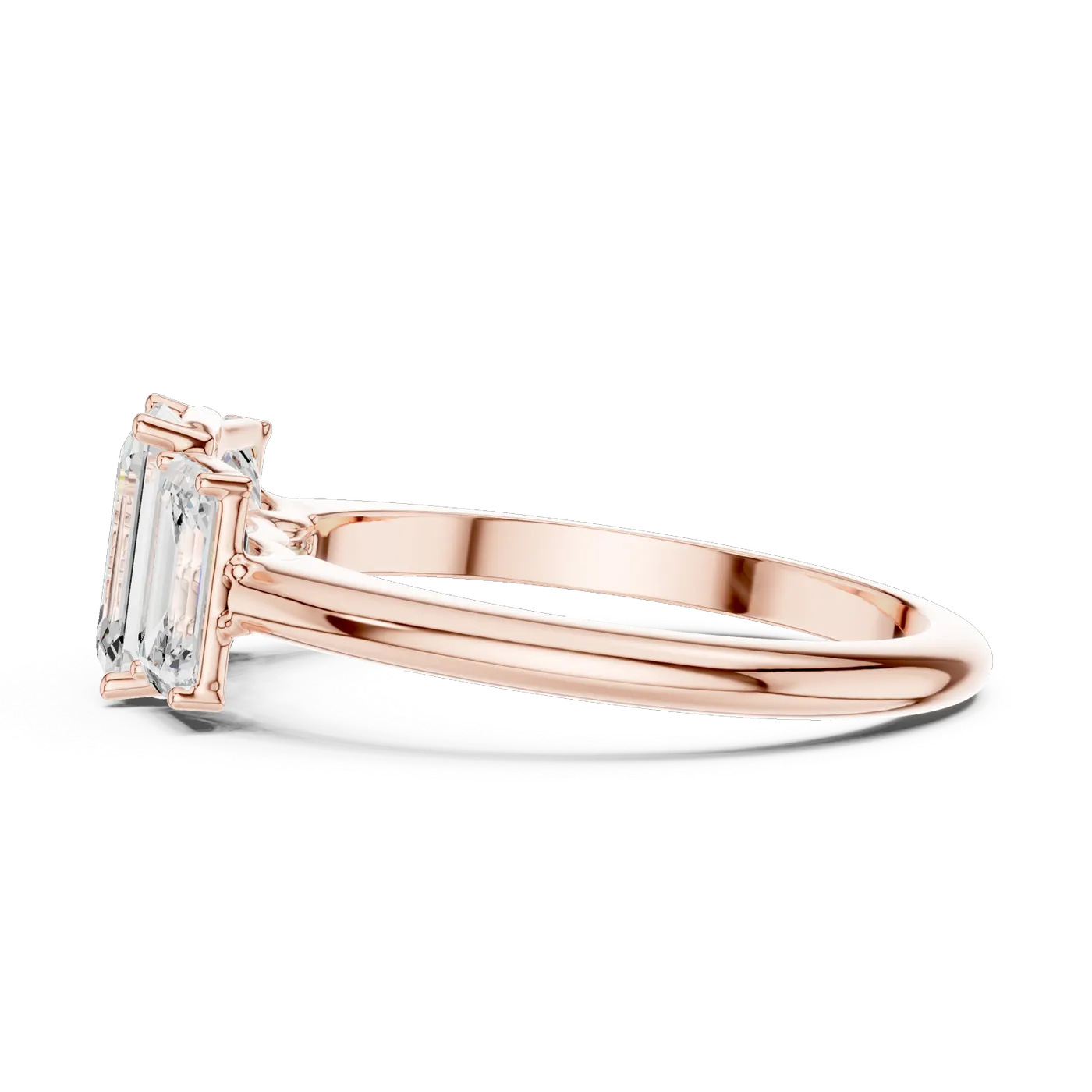 Bague de fiançailles Iris 0,69 ct en or rose 18 carats, diamant taille émeraude, vue 3